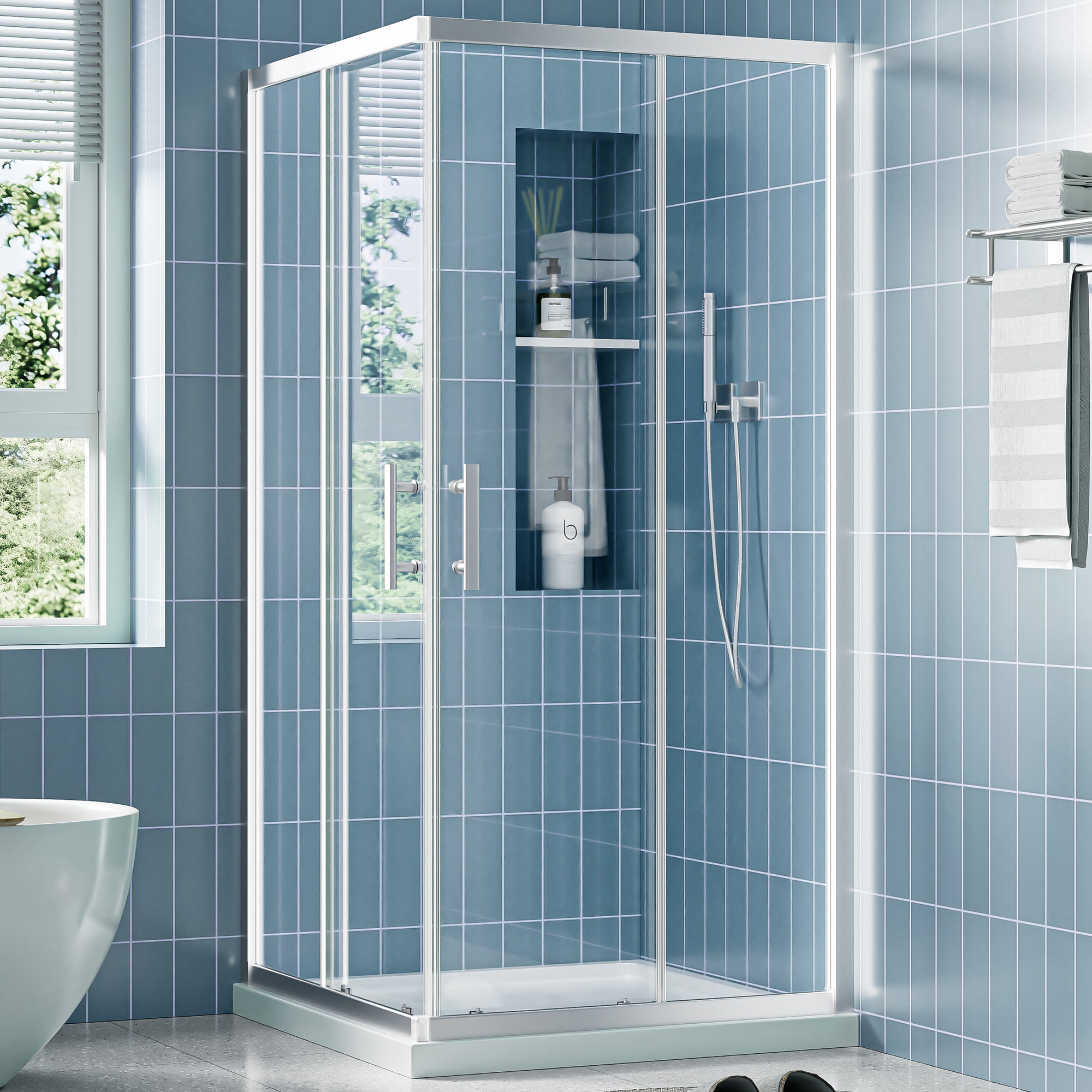 36 x 36 x 72 in Corner Shower Enclosure - 36 x 36 x 72 in / Chrome view 1