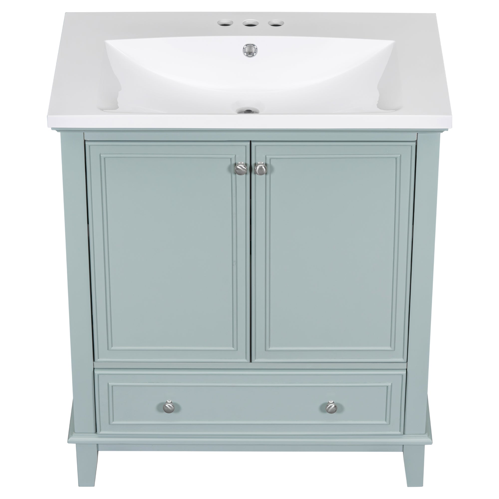 30" Bathroom Vanity with Sink Combo, Multi-functional Bathroom Cabinet with Doors and Drawer, Solid Frame and MDF Board, Green (Old Sku:SY999606AAC)