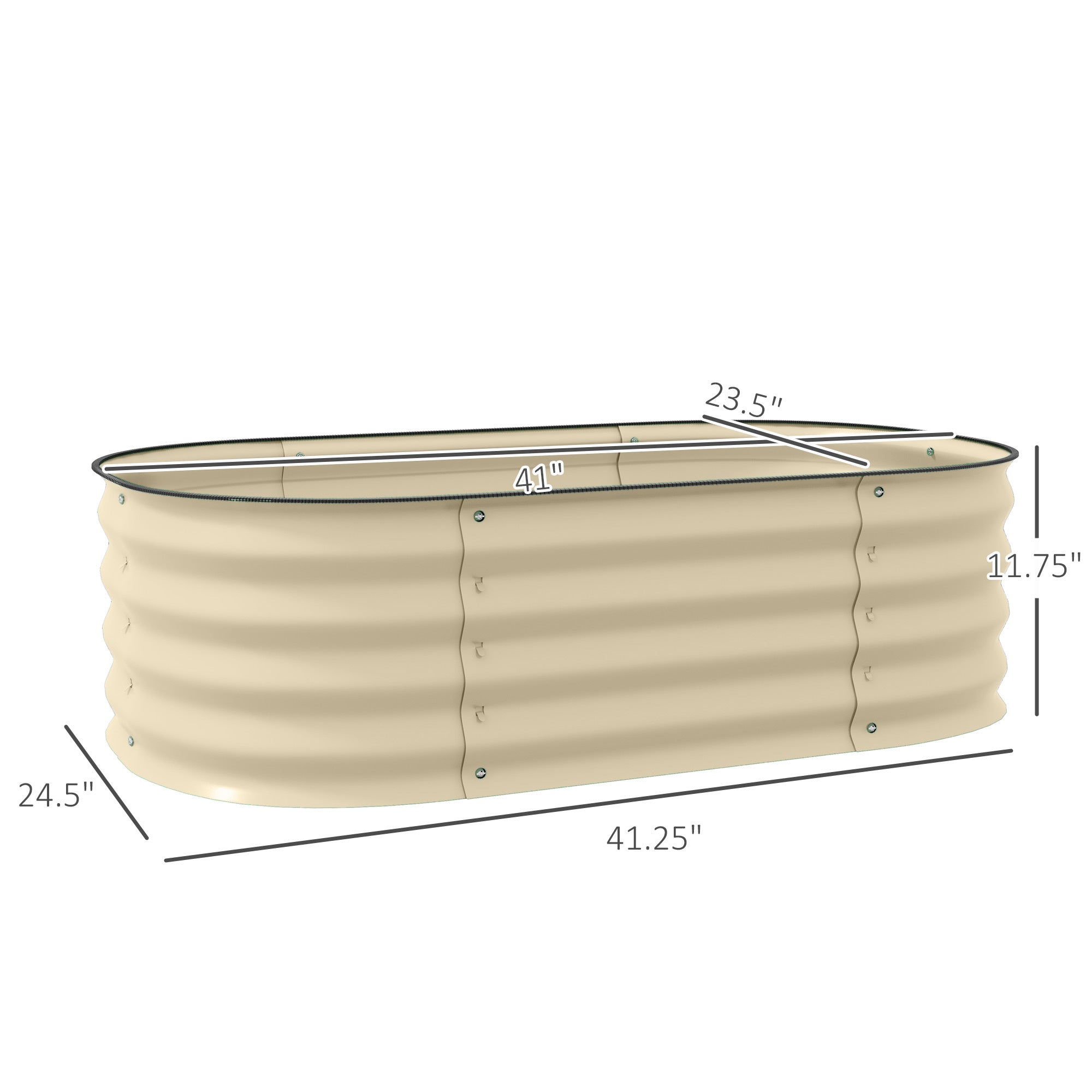 Outsunny 3.4' x 2' x 1' Galvanized Raised Garden Bed Kit, Outdoor Metal Elevated Planter Box with Safety Edging, Easy DIY Stock Tank for Growing Flowers, Herbs & Vegetables, Cream