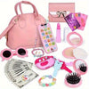 31 Pieces Pretend Play Girl Toys for 3 to 8 Years Old, Toddler Play Purse Set with Handbag, Makeup Kit, Wallet Phones Sunglasses Keys Credit Cards, Kids Toy Purse Gifts