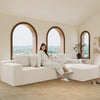 White corduroy modular sectional sofa 104.3 inch front view