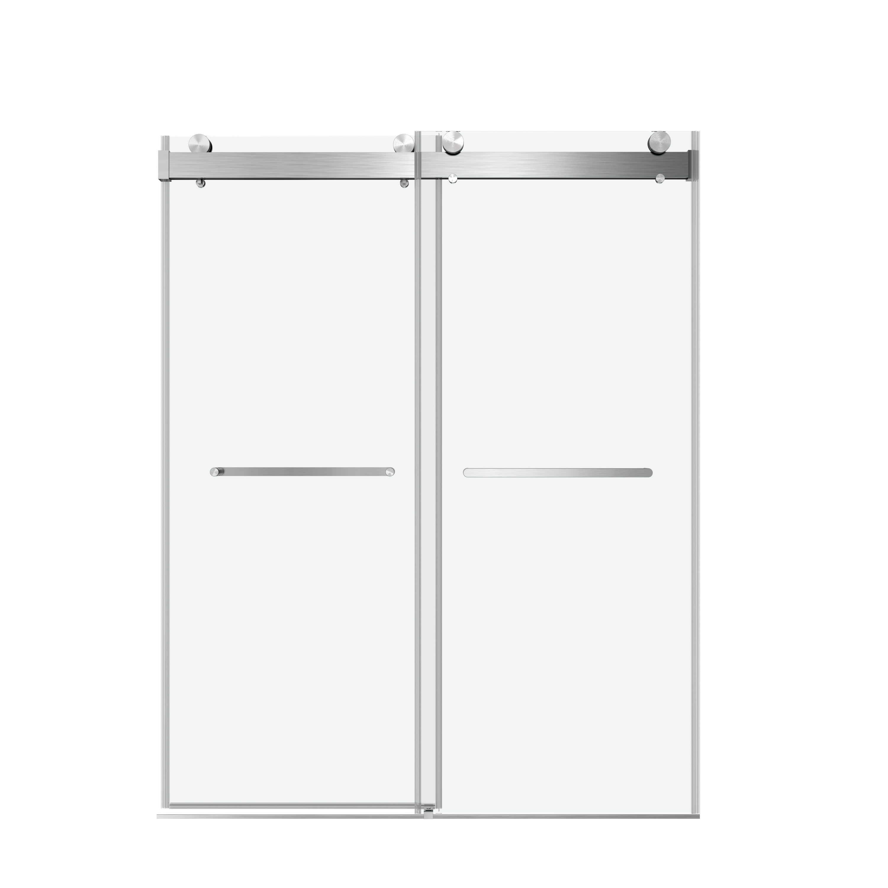 68 to 72 in. W x 76 in. H Double Sliding Frameless Soft-Close Shower Door with Premium 3/8 Inch (10mm) Thick Tampered Glass and Easy-cleaning Coating, 22D02-72BN Brushed Nickel