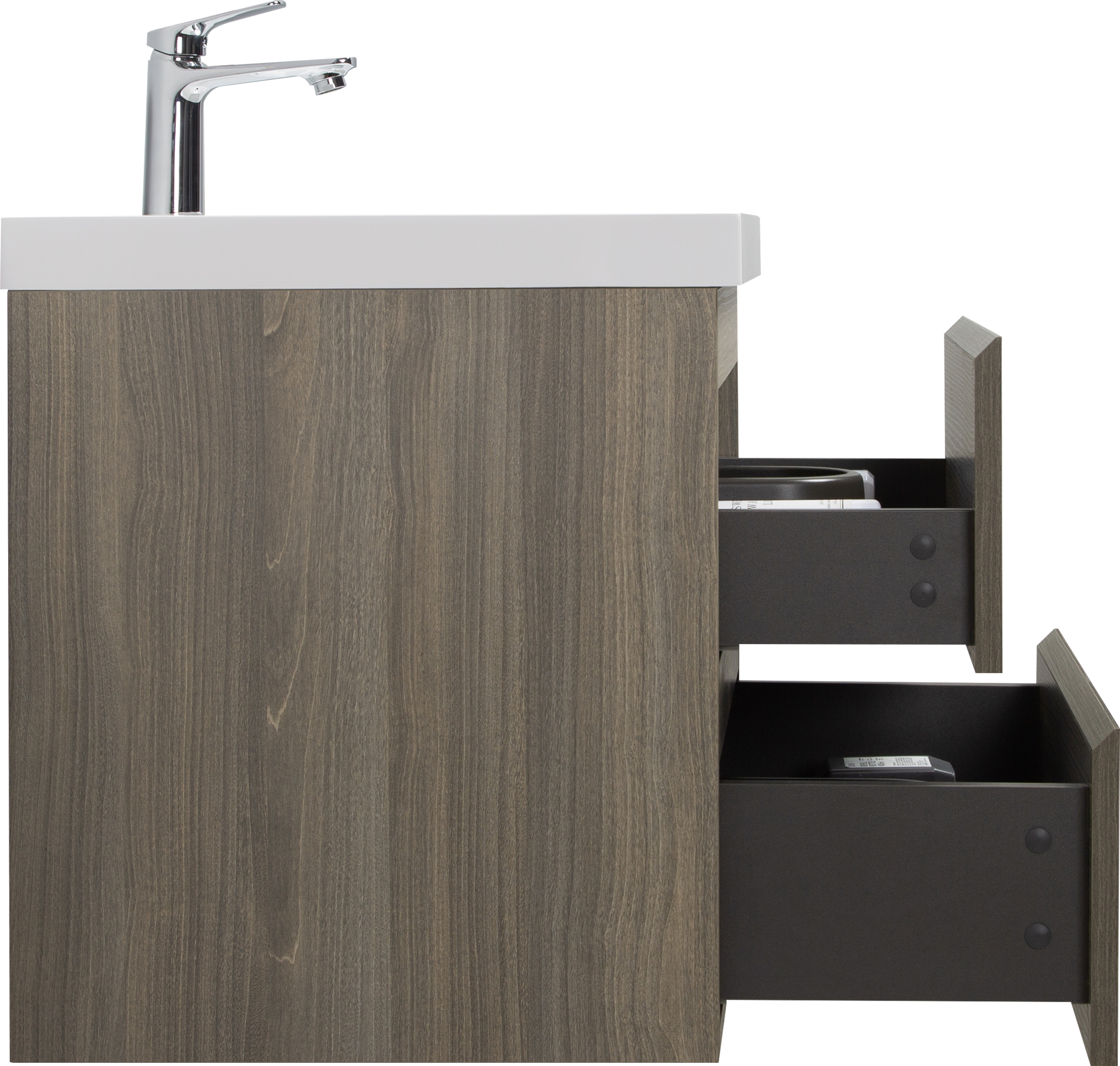 24" Floating Bathroom Vanity with Sink, Modern Wall-Mounted Bathroom Storage Vanity Cabinet with Resin Top Basin and Soft Close Drawers, Ash Grey 24V11-24AG