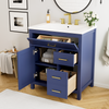 30-Inch Blue Bathroom Vanity with Ceramic Sink and Ample Storage - Ideal Choice for Small Bathrooms