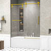 56-60 x 66 in Frameless Single Sliding Shower Door with Towel Rail - 56-60 x 66 in / Brushed Gold / Without Soft-Close view 1