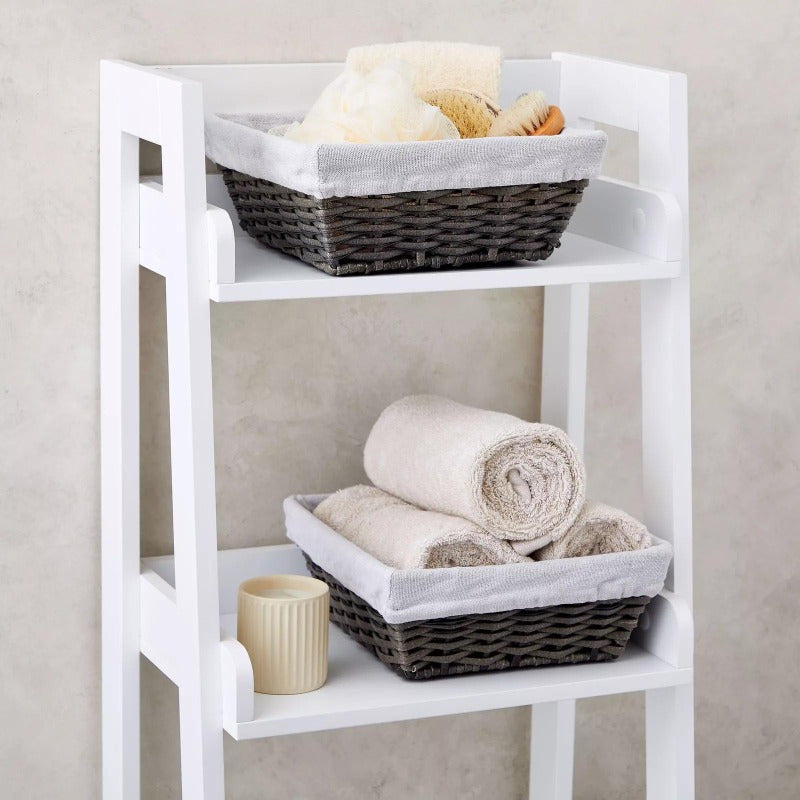 3 Pcs 9 Inch Square Wicker Storage Basket with Lined Organization