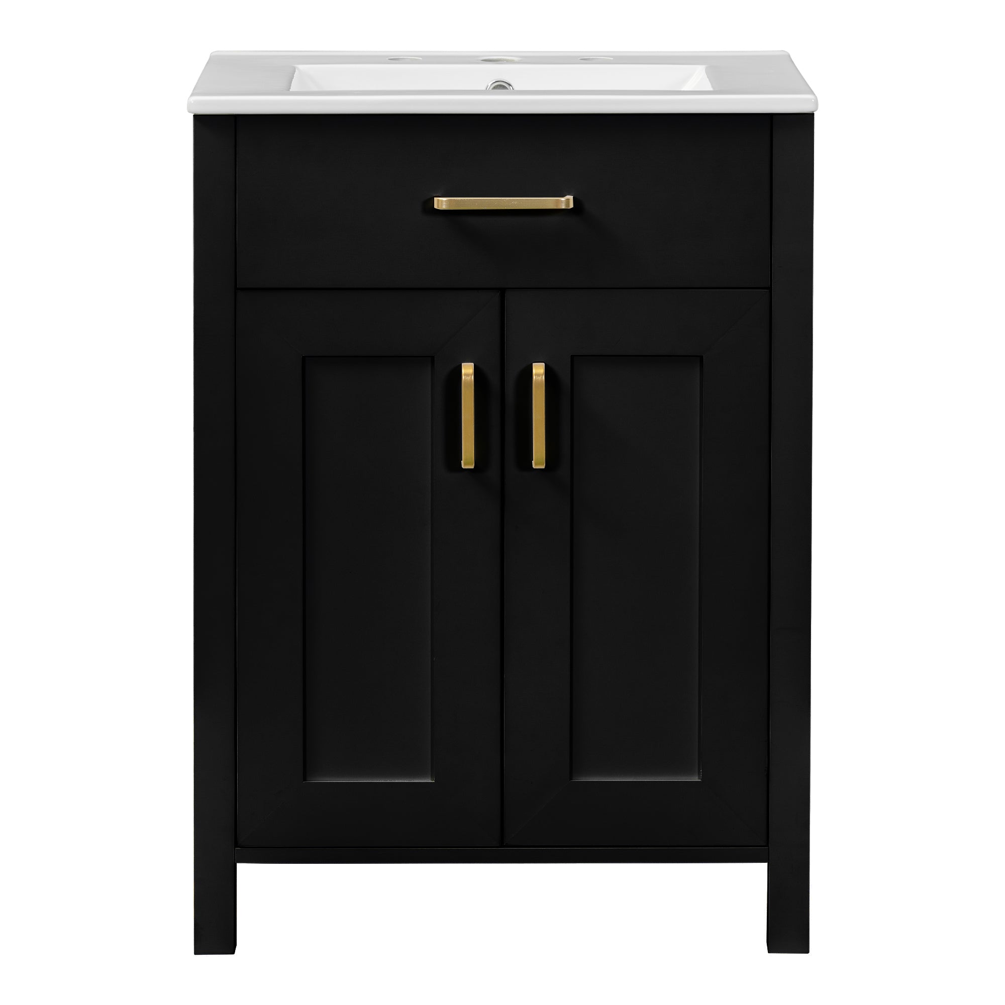 24"Bathroom Vanity Combo with Ceramic sink, Luxurious Space-Saving Vanity - W24"*D18"*H34"inch, 2 Soft Close Doors