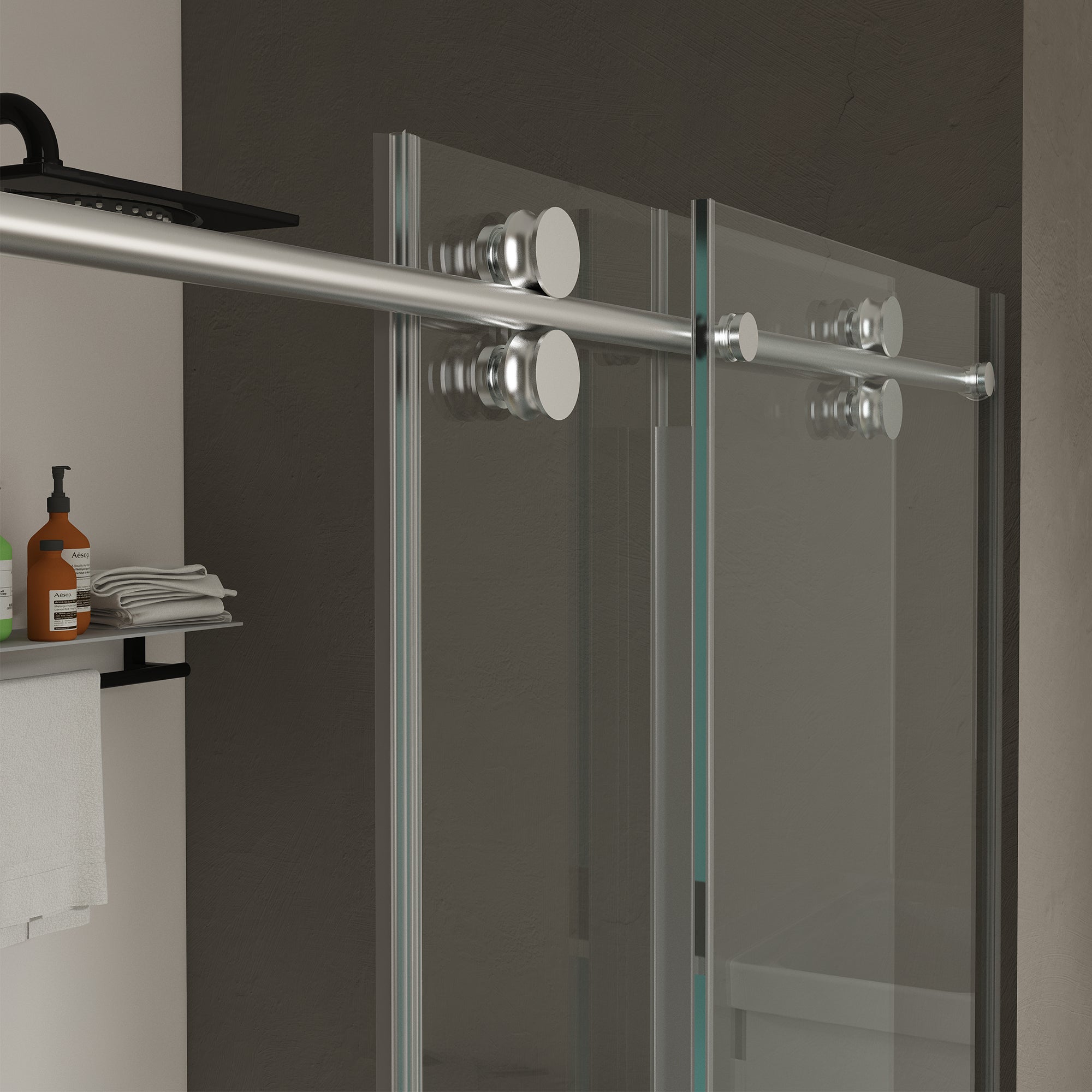 56"-60"W x 70"H Frameless Shower Door, Sliding Shower Door, with Premium 5/16"(8mm) Thick Tempered Glass Shower Enclosure ,Double Side Easy Clean Coat,Chrom Finished With Buffer