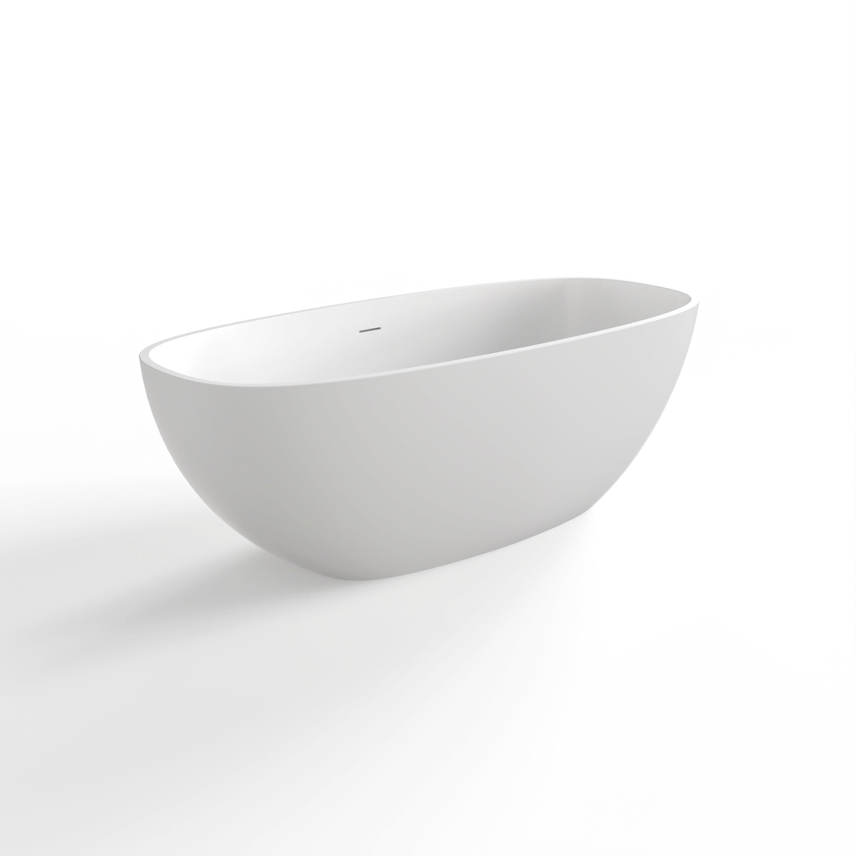 Solid surface soaking bathtub, white, interior basin detail