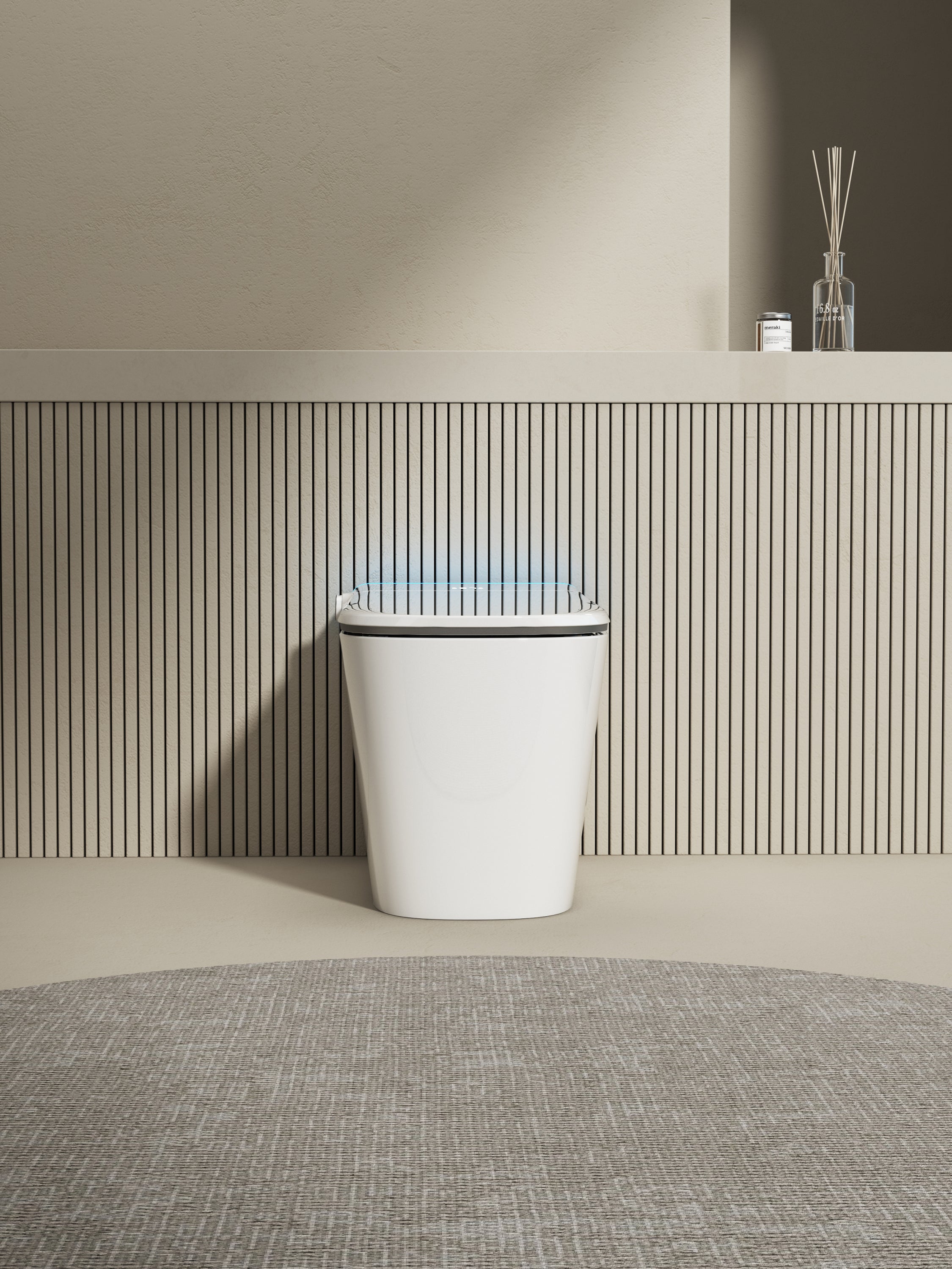 Multifunctional flat square smart toilet with automatic flush with remote control/foot sensor/night light