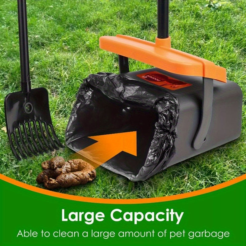 Dog Poop Scoop Large Rotating Bin Rake Long Handle for Pet Waste Removal