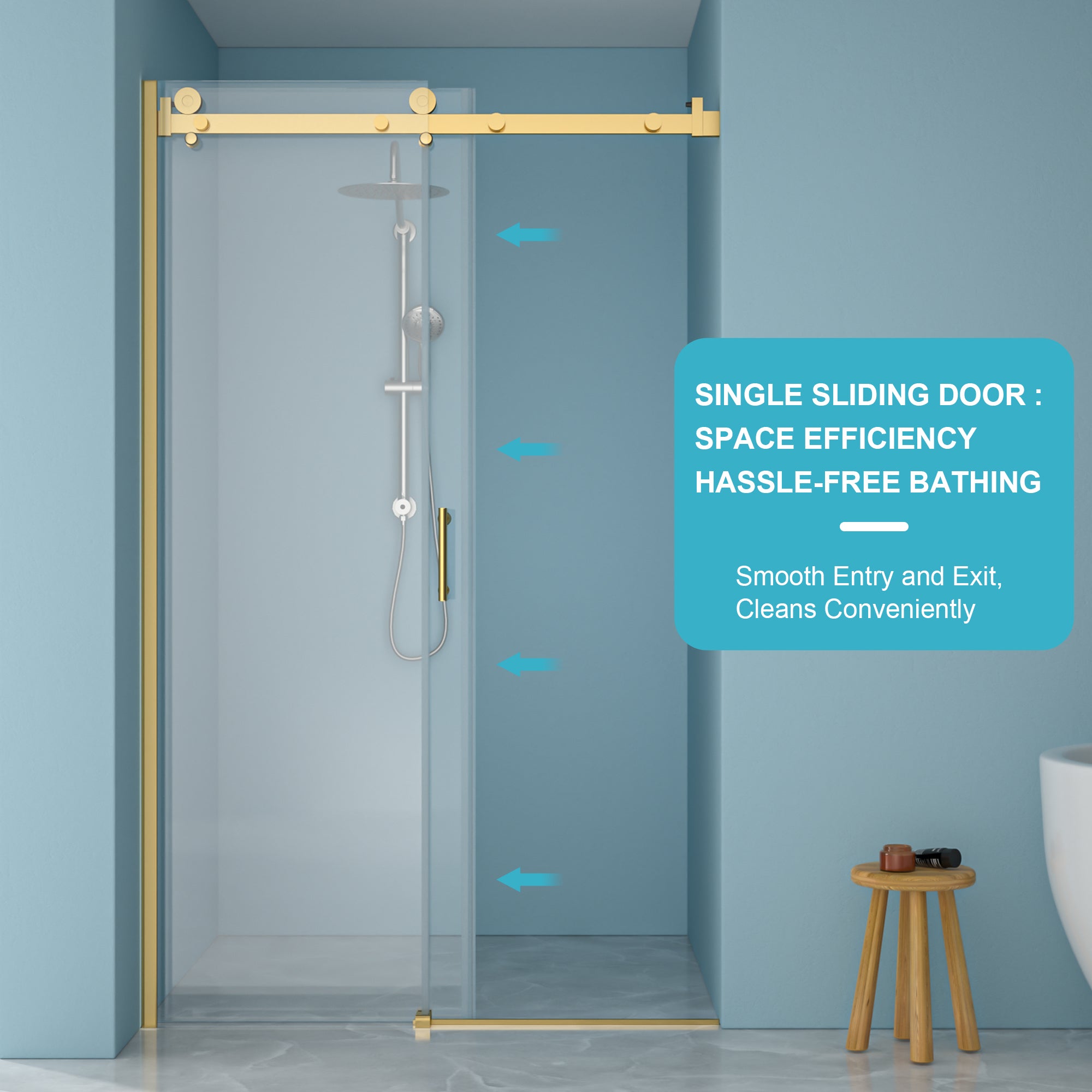 48 x 76 in Single-Slide Shower Door - 48 x 76 in / Brushed Gold view 3