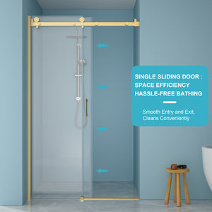 48 x 76 in Single-Slide Shower Door - 48 x 76 in / Brushed Gold view 3