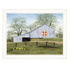 "Tulip Quilt Block Barn" by Billy Jacobs, Ready to Hang Framed Print, White Frame