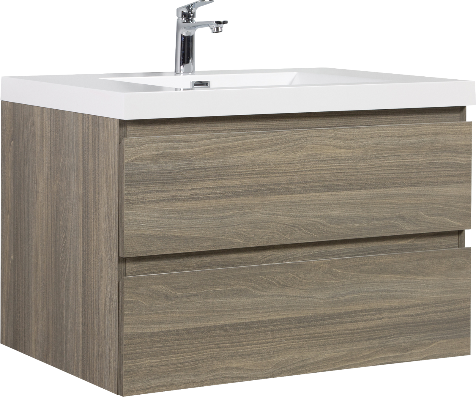 36" Floating Bathroom Vanity with Sink, Modern Wall-Mounted Bathroom Storage Vanity Cabinet with Resin Top Basin and Soft Close Drawers, Ash Grey 24V11-36AG