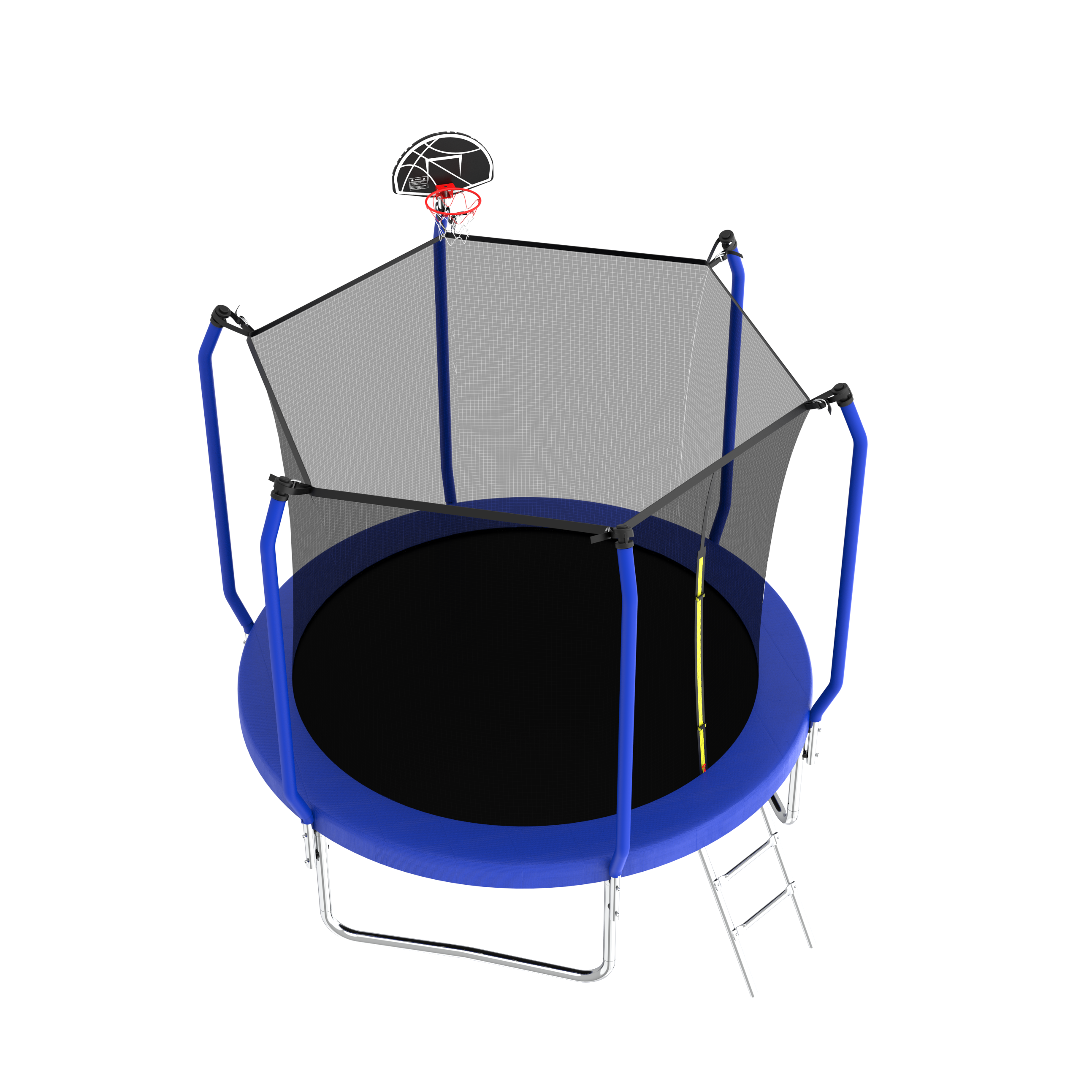 8FT Trampoline with Basketball Hoop,  ASTM Approved Reinforced Type Outdoor Trampoline with Enclosure Net