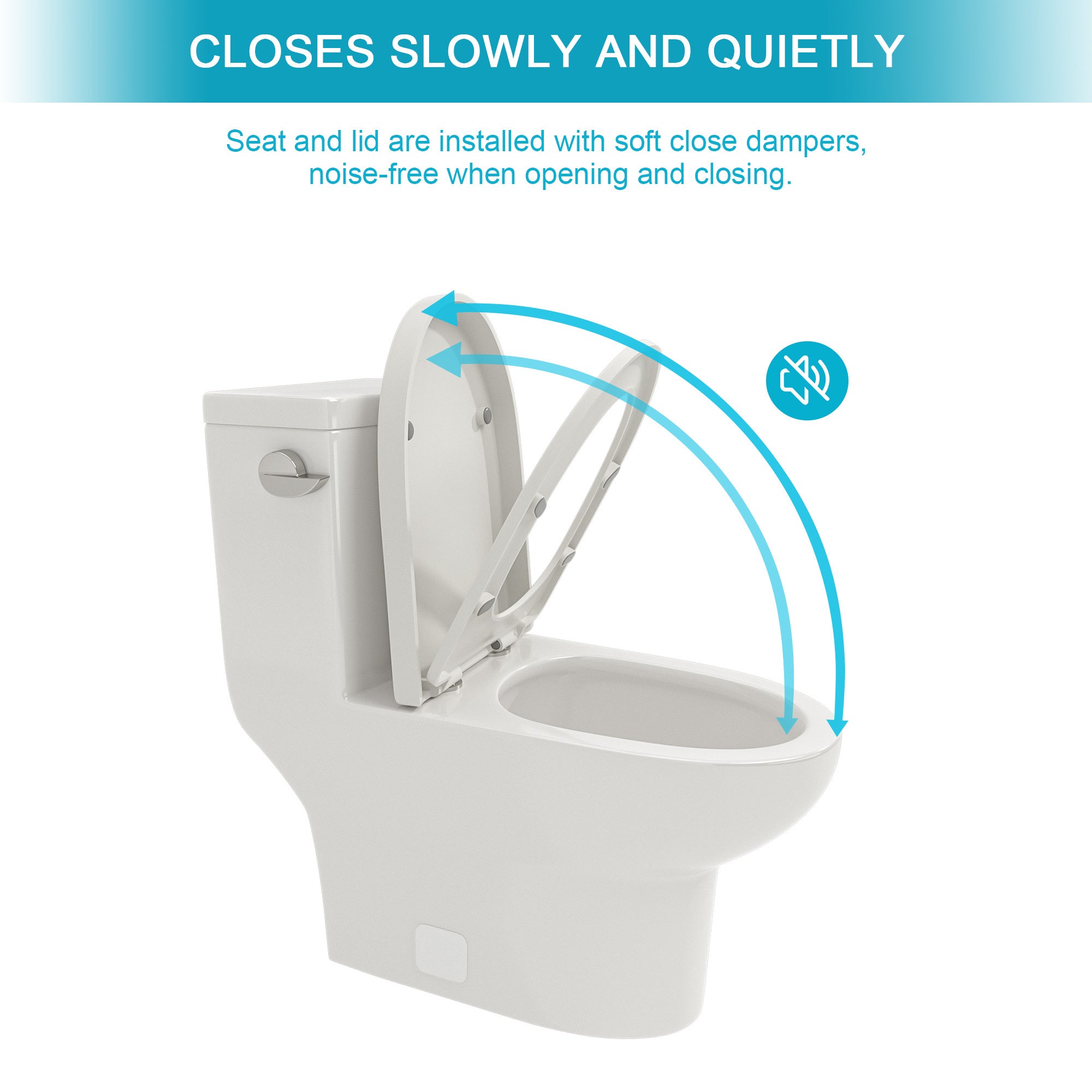 Ceramic One Piece Toilet,Single Flush with Soft Clsoing Seat