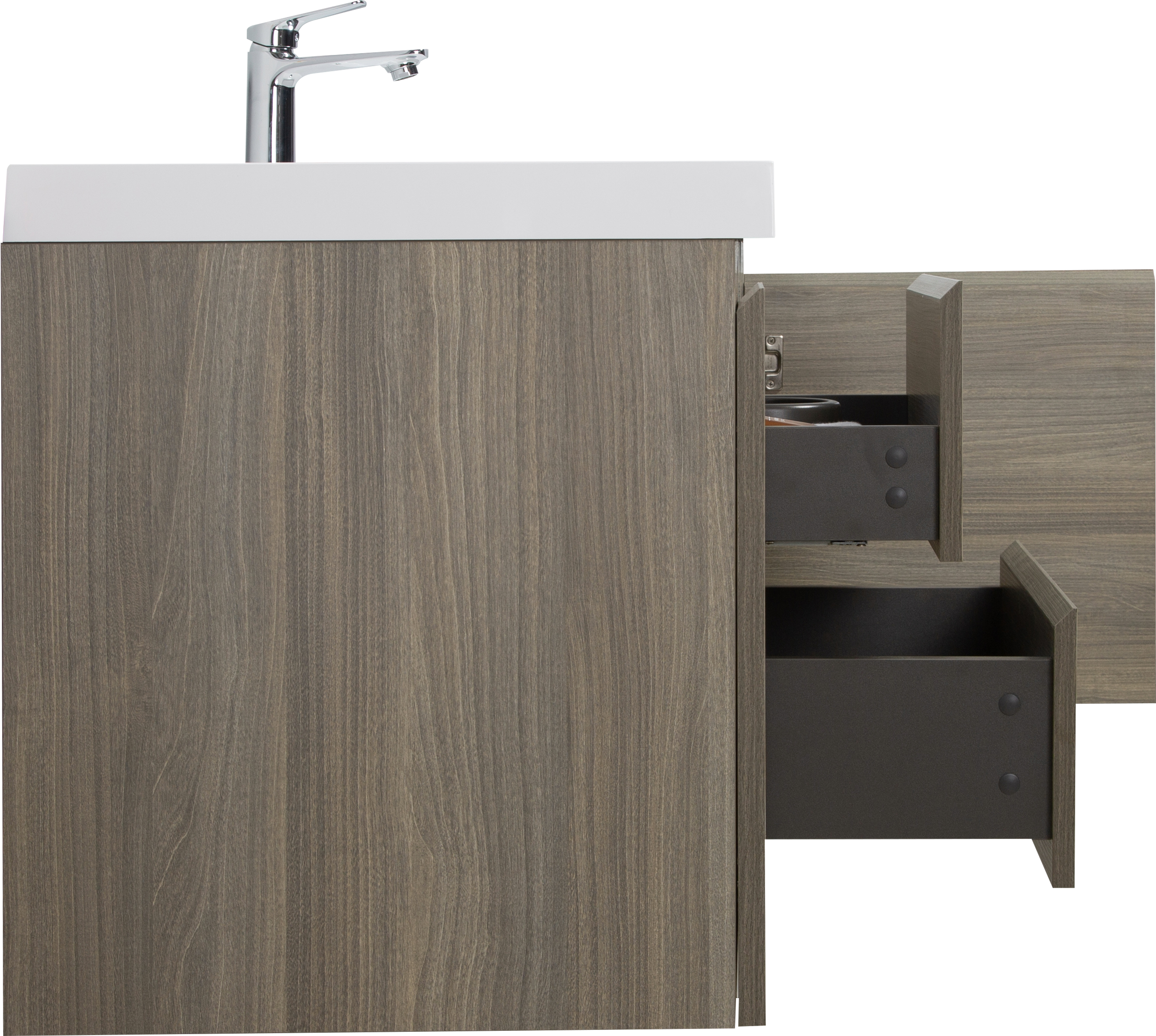 60" Floating Bathroom Vanity with Sink, Modern Wall-Mounted Bathroom Storage Vanity Cabinet with Resin Top Basin and Soft Close Drawers, Ash Grey 24V11-60SAG