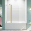 43 in. W * 58 in. H Frameless Folding Shower Doors for Bathtub, 1/4" (6mm) Thick SGCC Tempered Glass Door, Bathroom Pivot Tub Glass Door, Brushed Gold