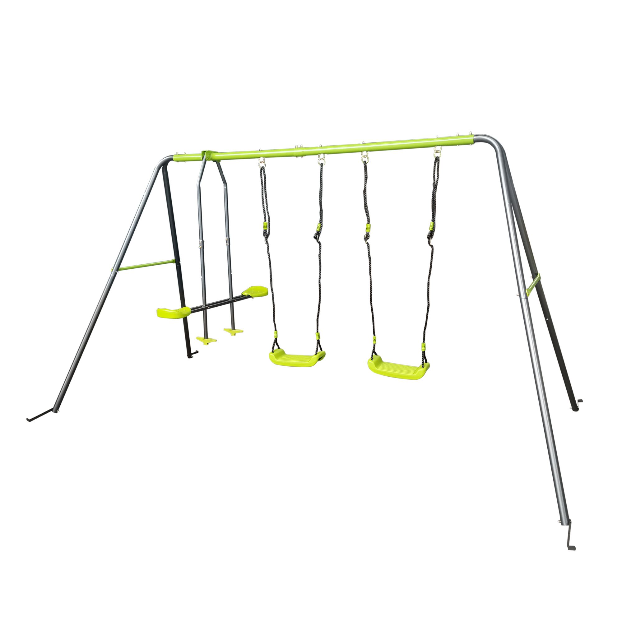 XNS081 lime green interesting swingset with  plastic safe swing set 440lbs for outdoor playground for age 3+ with face to face without tee