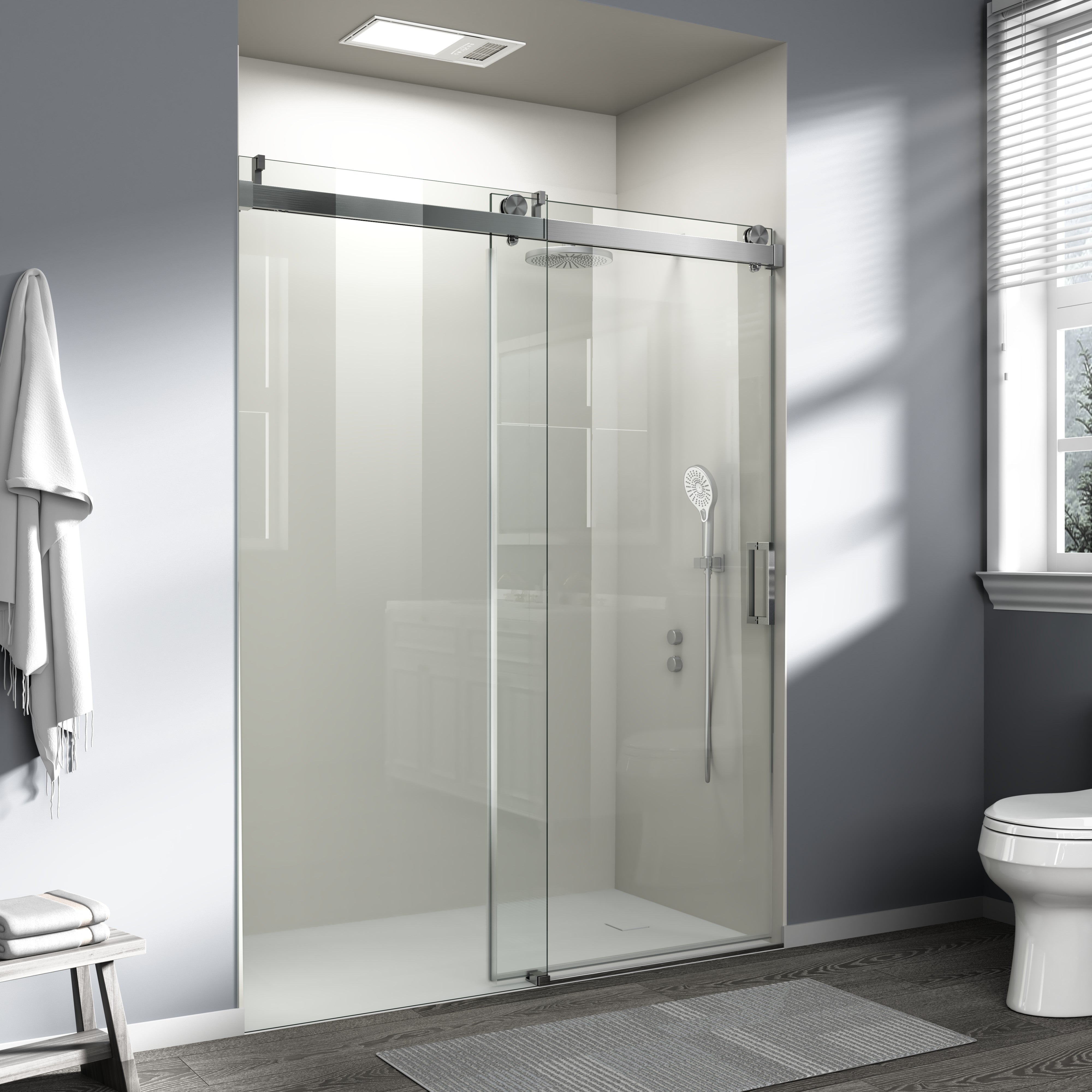 56-60 x 76 in Soft-Close Frameless Sliding Shower Door - 56-60 x 76 in / Brushed Nickel view 1