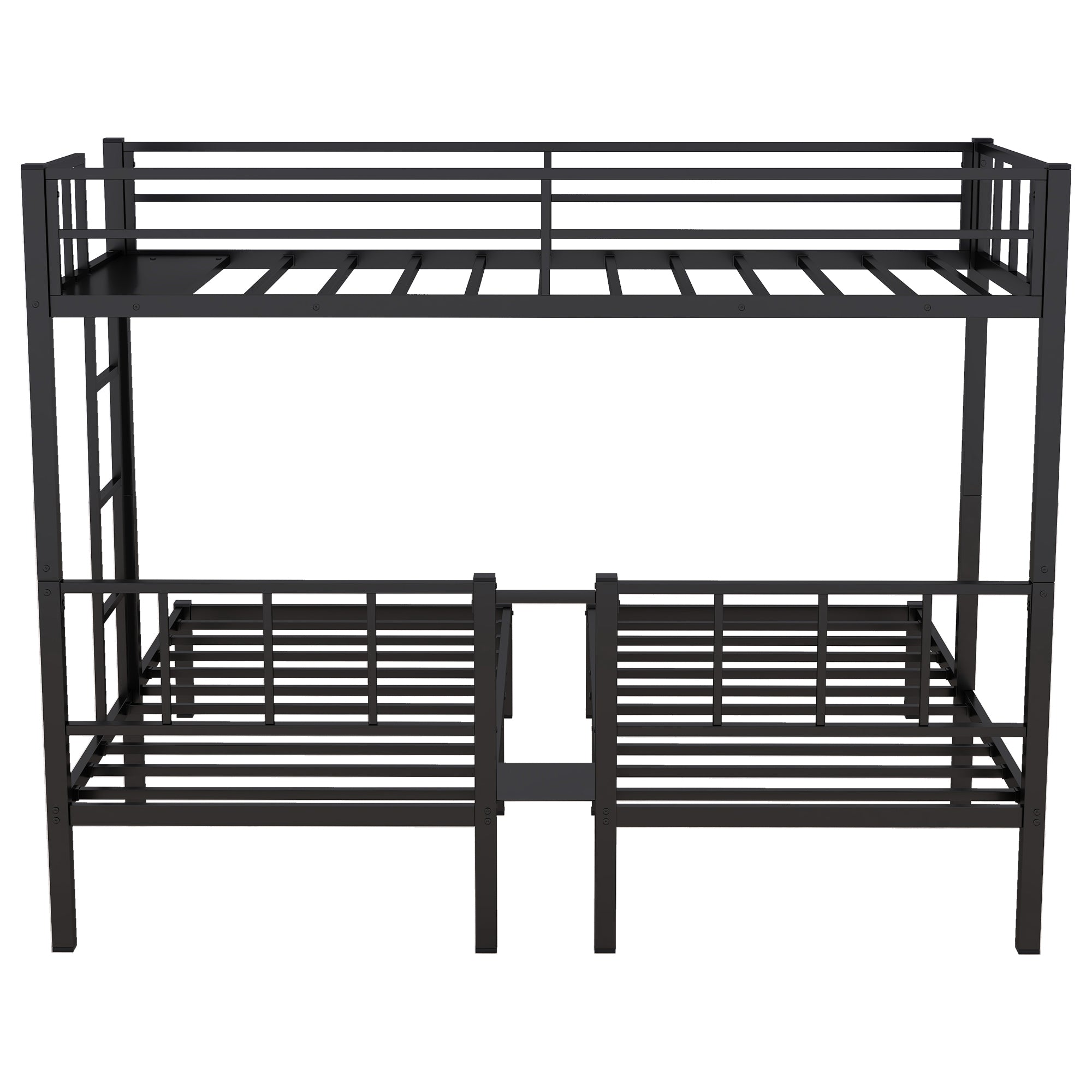 Twin over Twin & Twin Bunk Beds for 3, Twin XL over Twin & Twin Bunk Bed Metal Triple Bunk Bed, Black