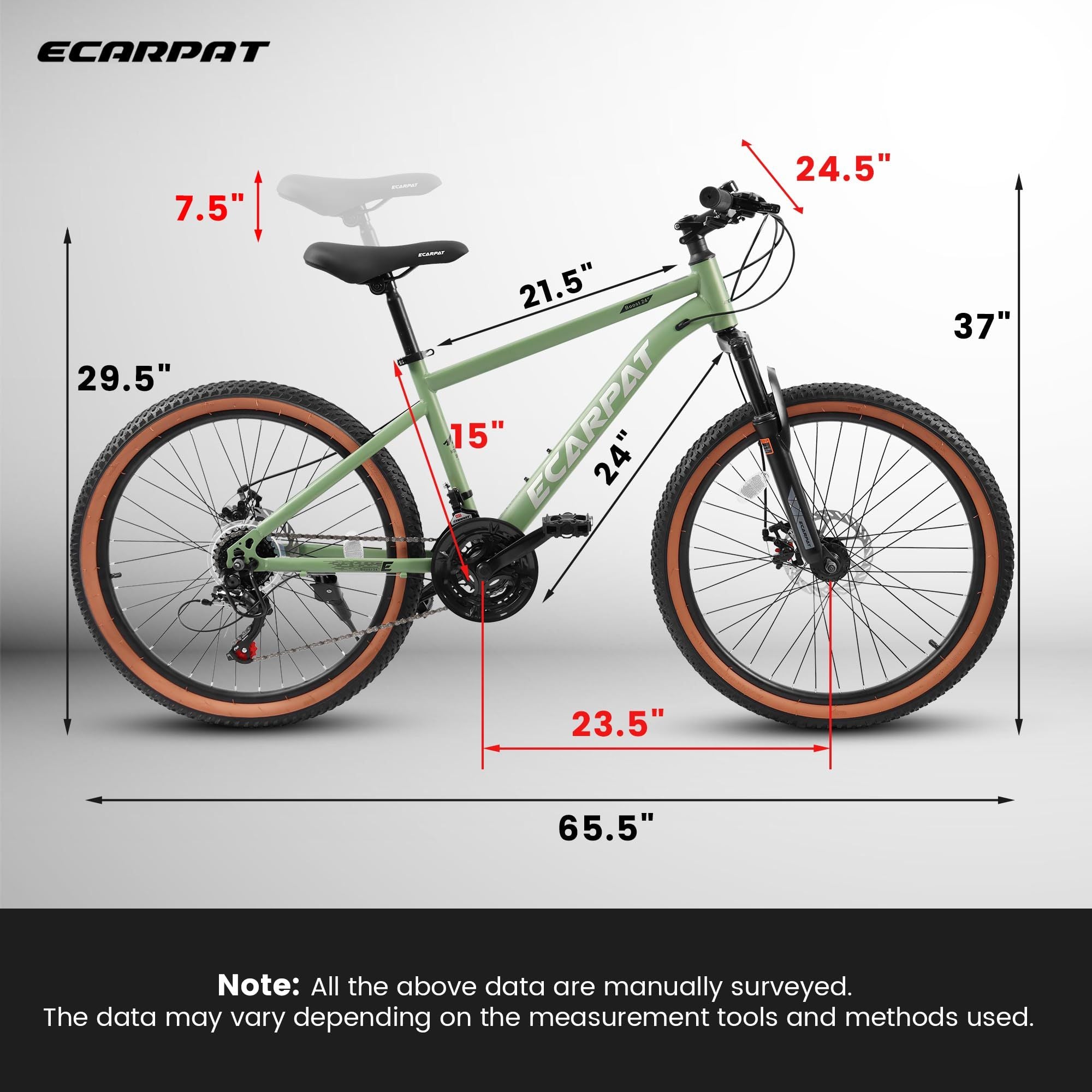 A24301 Mountain Bike 24 Inch Wheels, 21-Speed Mens Womens Trail Commuter City Mountain Bike,High Carbon steel Frame Disc Brakes Thumb Shifter Front Fork Bicycles