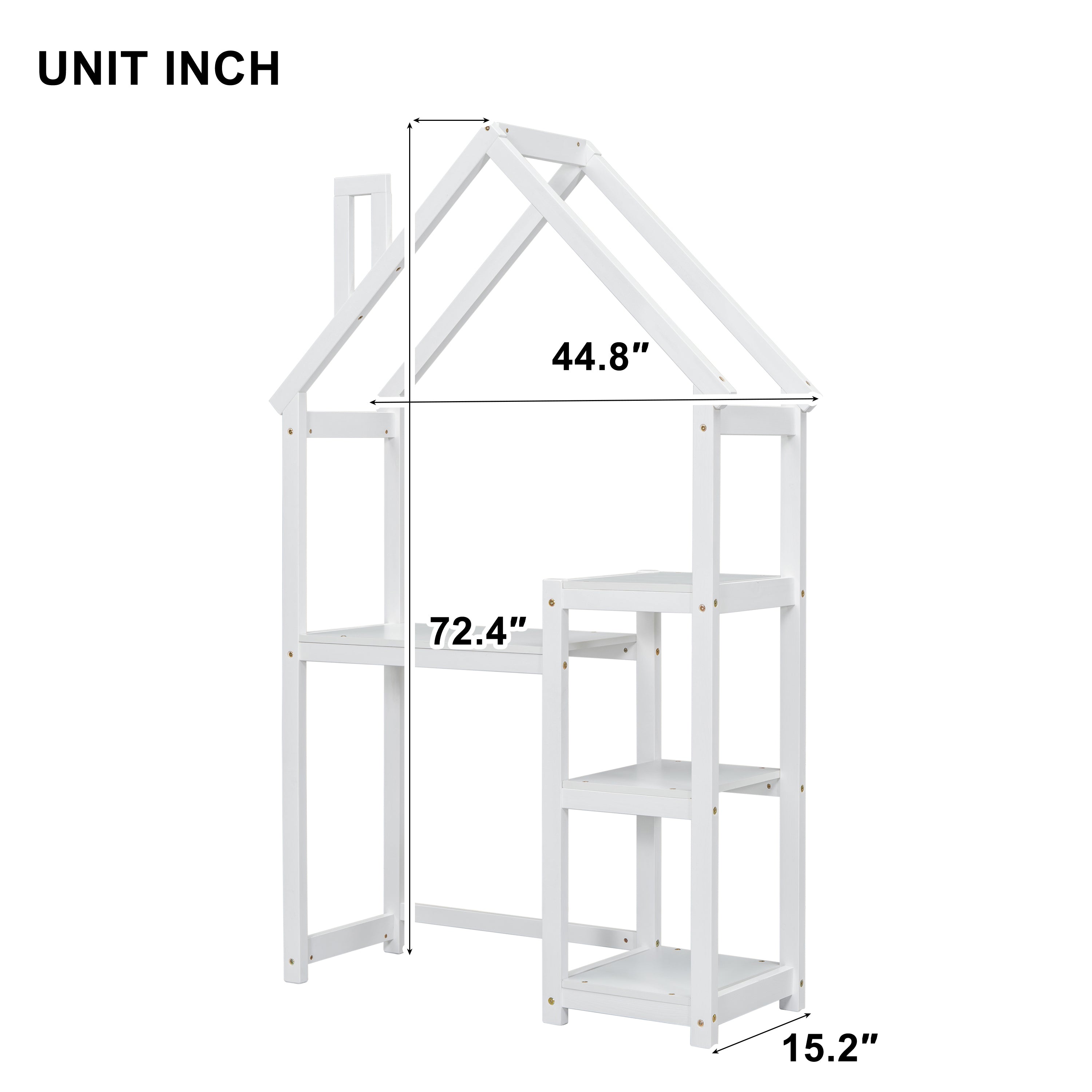 House-shaped Wooden writing Desk,Kids study Table,Bookshelf & Toy Storage,White