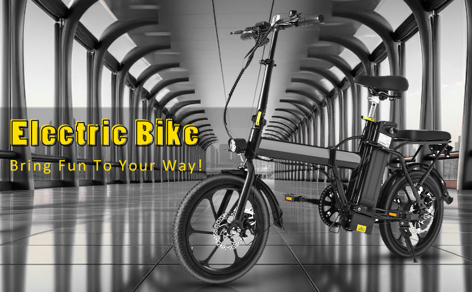 Adult Electric Bicycles 500 W Motor 15.5 MPH Max Speed, 16inch Tire, 42 V 10.4 AH Removable Battery for Electric Bike, Multi-Shock Absorption, City Commuter,  Fold able  Adult Electric Bicycle