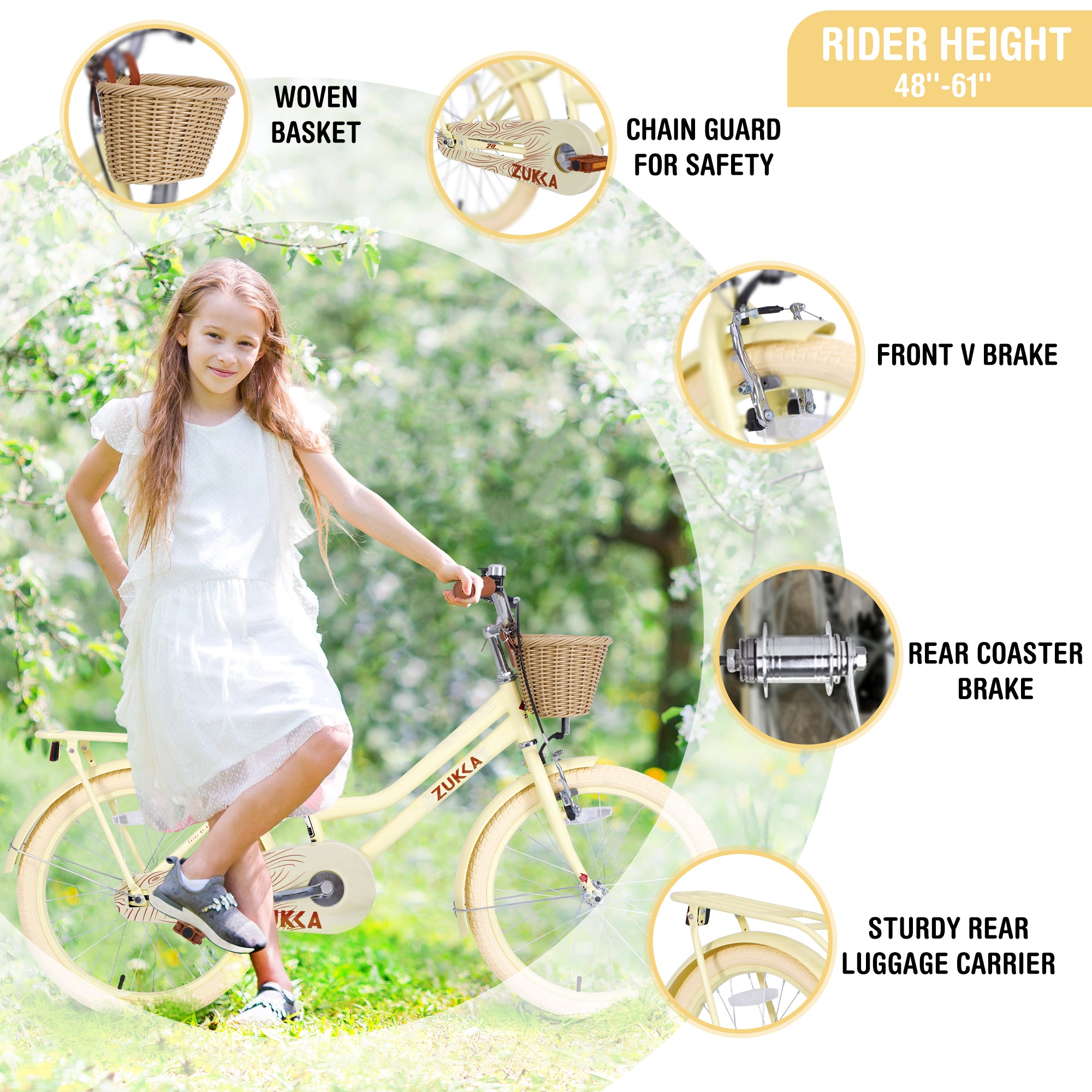 Multiple Colors,Girls Bike with Basket for 7-10 Years Old Kids,20 inch  wheel ,No Training Wheels Included