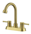 Brushed Gold 4 Inch 2 Handle Centerset Lead-Free Bathroom Faucet, Swivel Spout with Copper Pop Up Drain and 2 Water Supply Lines