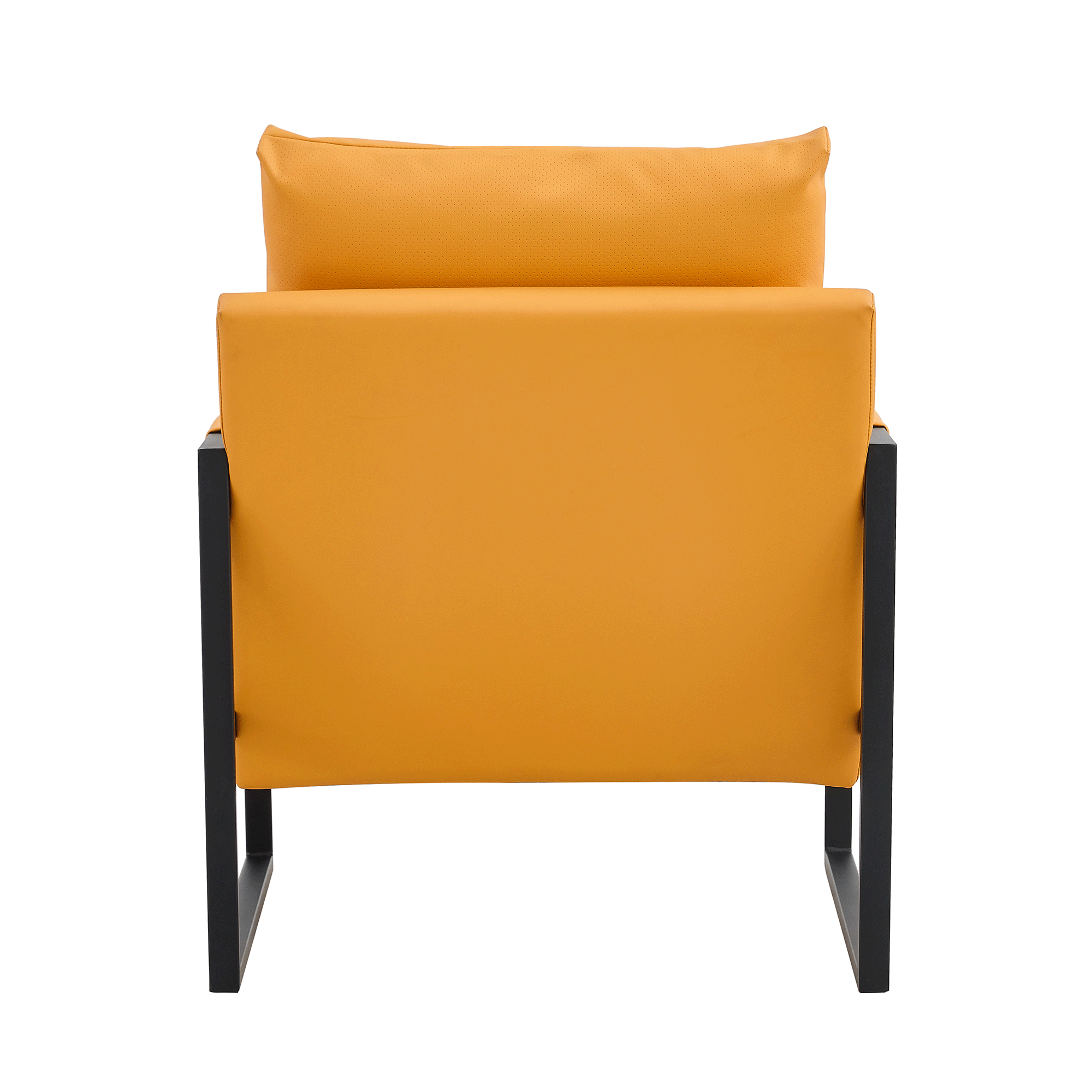 PU Leather Accent Arm Chair Mid Century Upholstered Armchair with Metal Frame Extra-Thick Padded Backrest and Seat Cushion Sofa Chairs for Living Room ( orange PU Leather + Metal Frame + Foam)SF-008