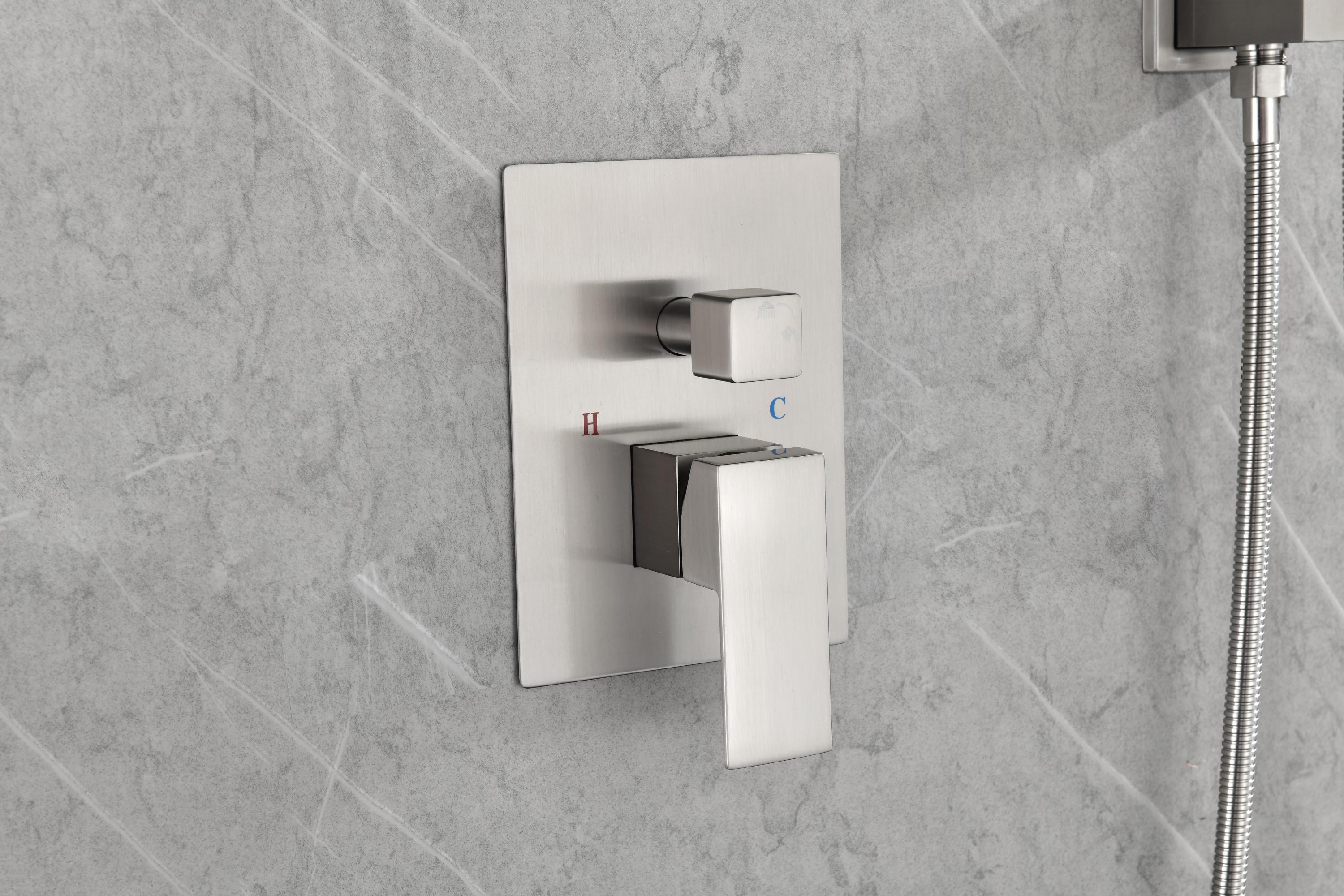 2 Way Outlet Function Solid Brass Shower Diverter Valve Mixer Rough-In Shower Handle Valve Kit Replacement