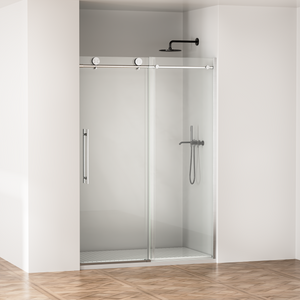 50-54 x 75 in Soft-Close Frameless Sliding Shower Door - 50-54 x 75 in / Brushed Nickel / Sliding view 1