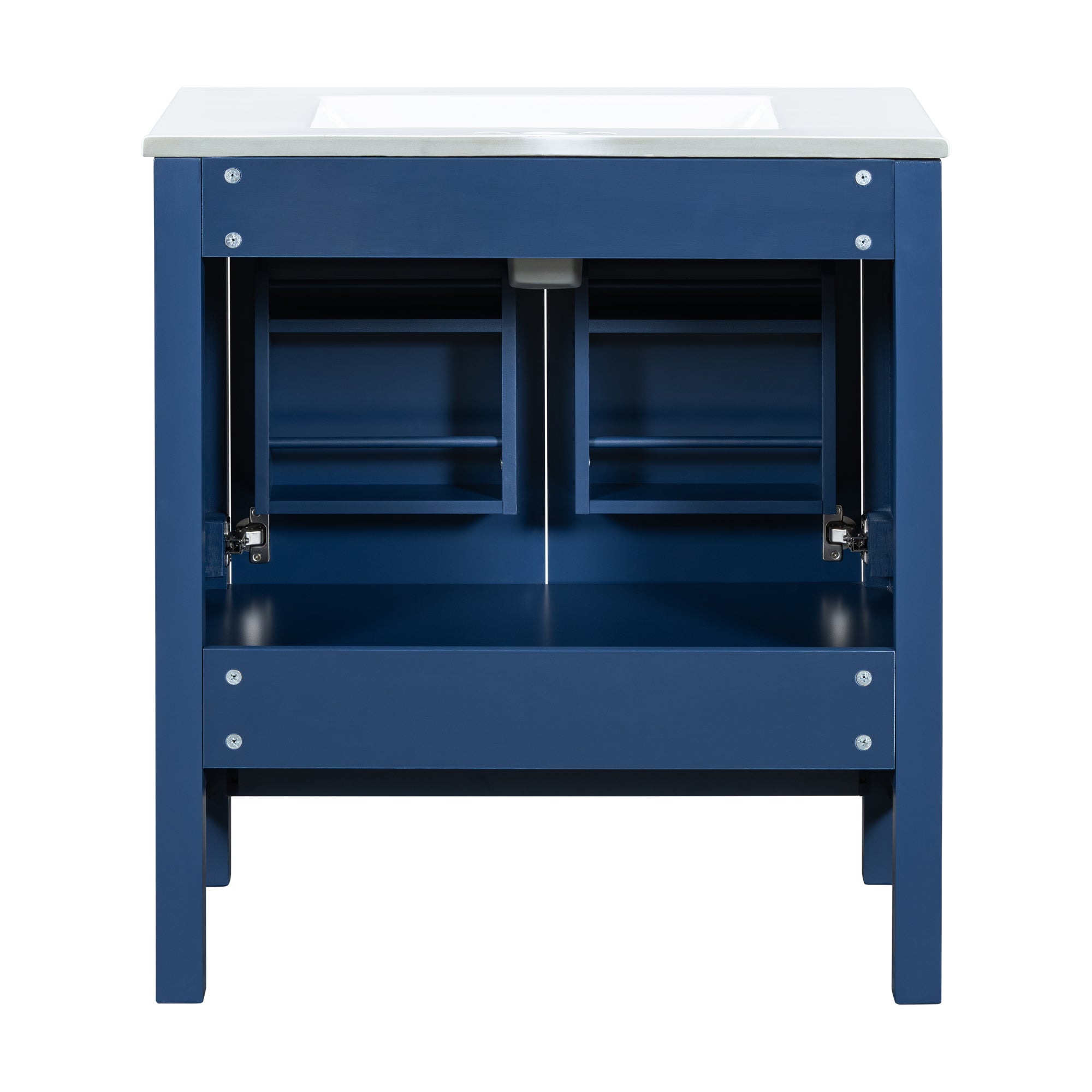 30" Blue Bathroom Vanity with Single Sink, Combo Cabinet Undermount Sink, Bathroom Storage Cabinet with 2 Doors and a Drawer, Soft Closing, Multifunctional Storage, Solid Wood Frame