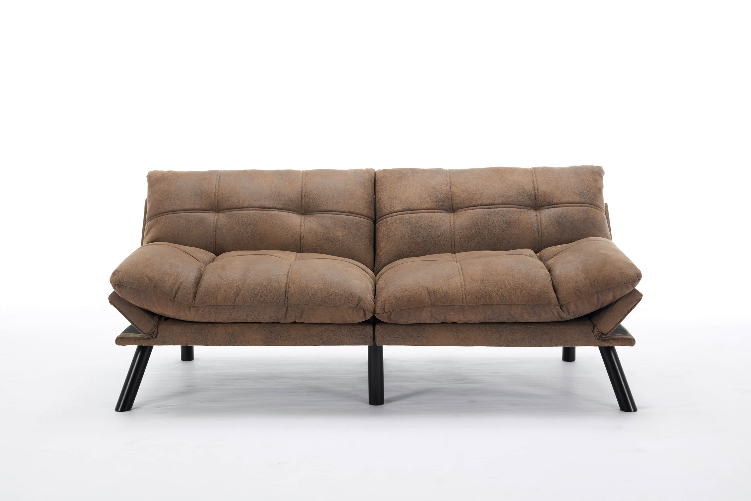 Leatehr Feeling Brown Convertible Folding Modern sofa Bed