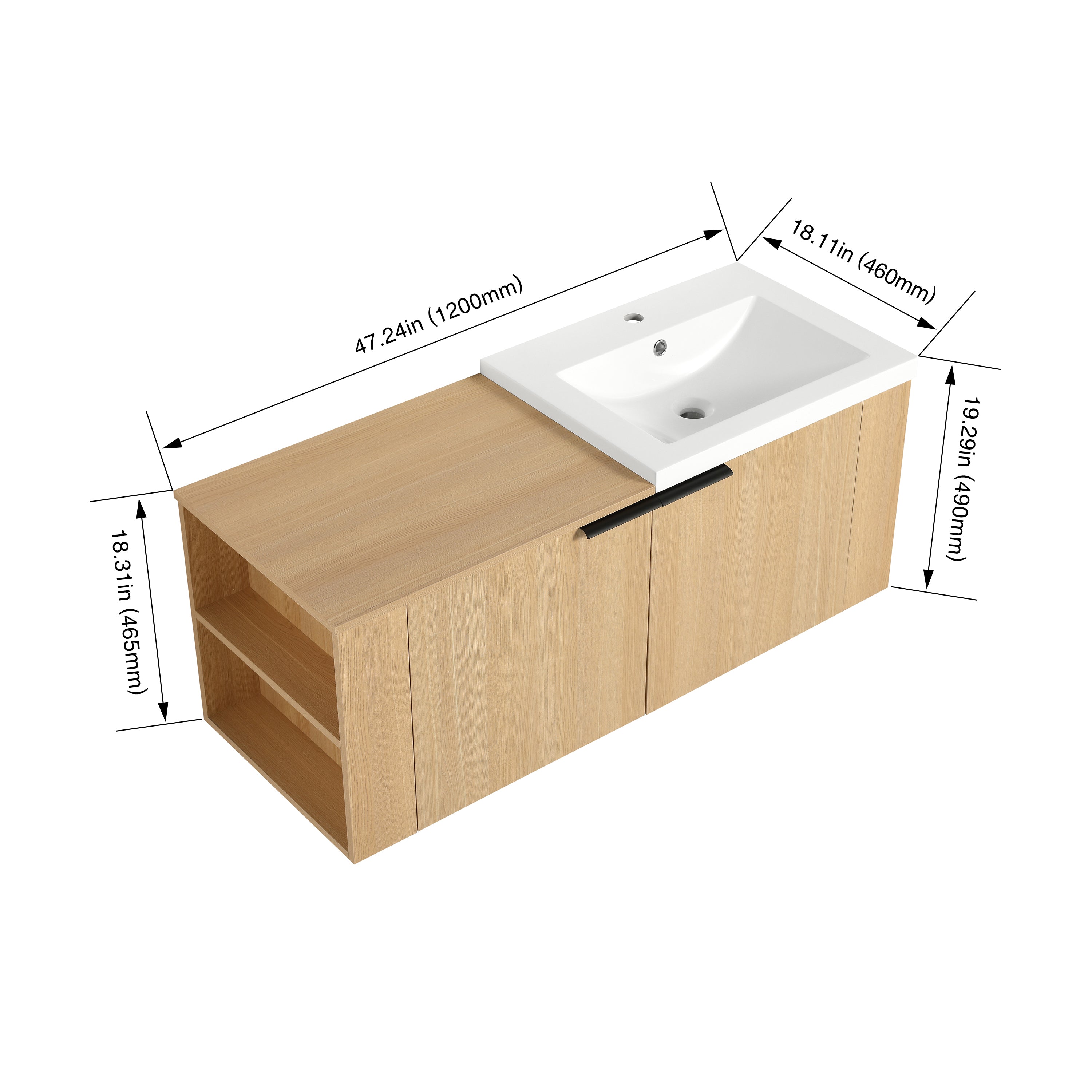 48 "Bathroom Vanity Sink Combo for big Space,Modern Bathroom Cabinet Cabinet combination, Bathroom Sink Cabinet Set, Oak