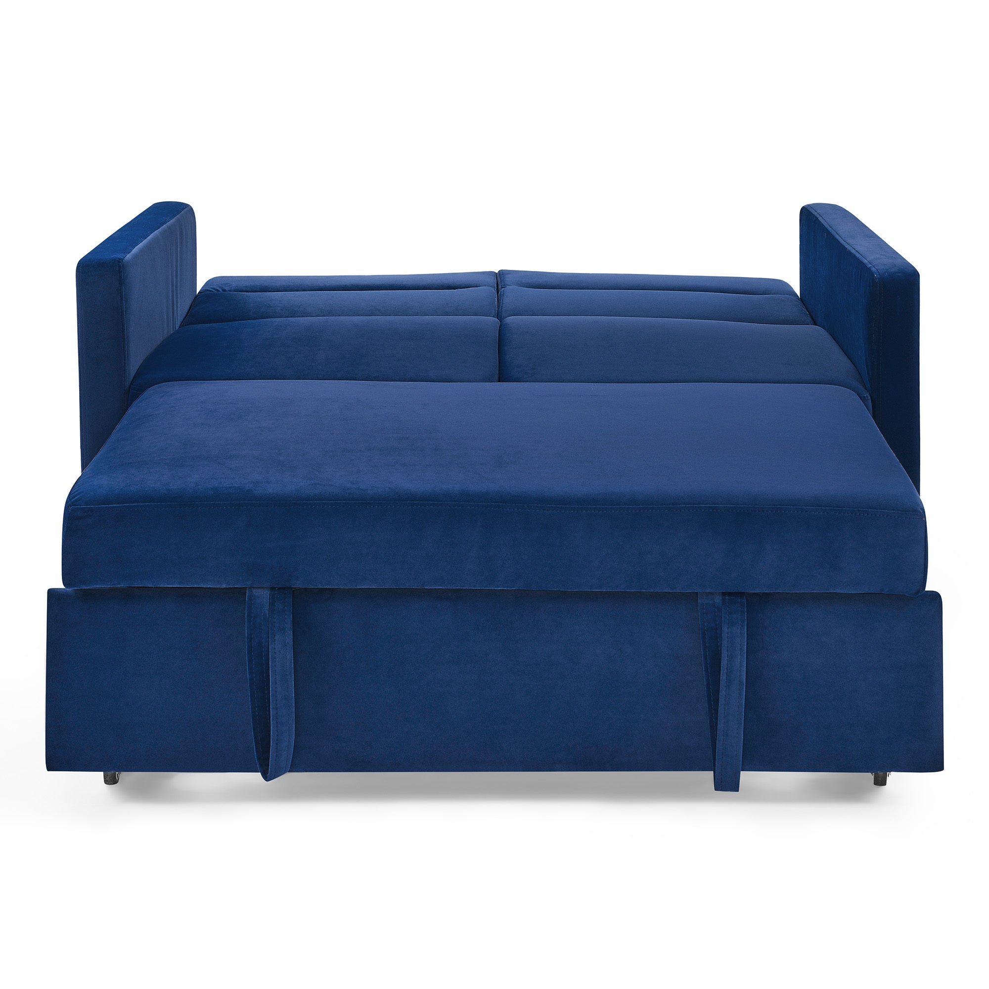 Loveseats Sofa Bed with Pull-out Bed,Adjsutable Back and Two Arm Pocket,Blue (54.5"x33"x31.5")