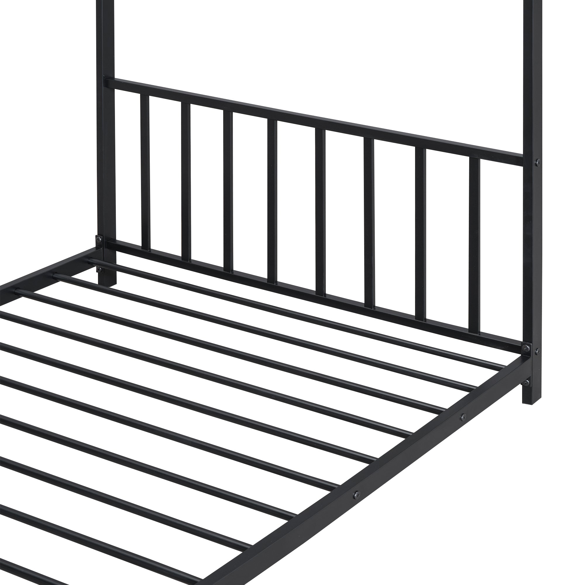 Twin Size Metal House Platform Bed, Black