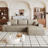 Camel corduroy L-shape sectional sofa, 107 inch, front view