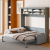 Queen Size Murphy Bed Wall Bed with Sofa,Gray