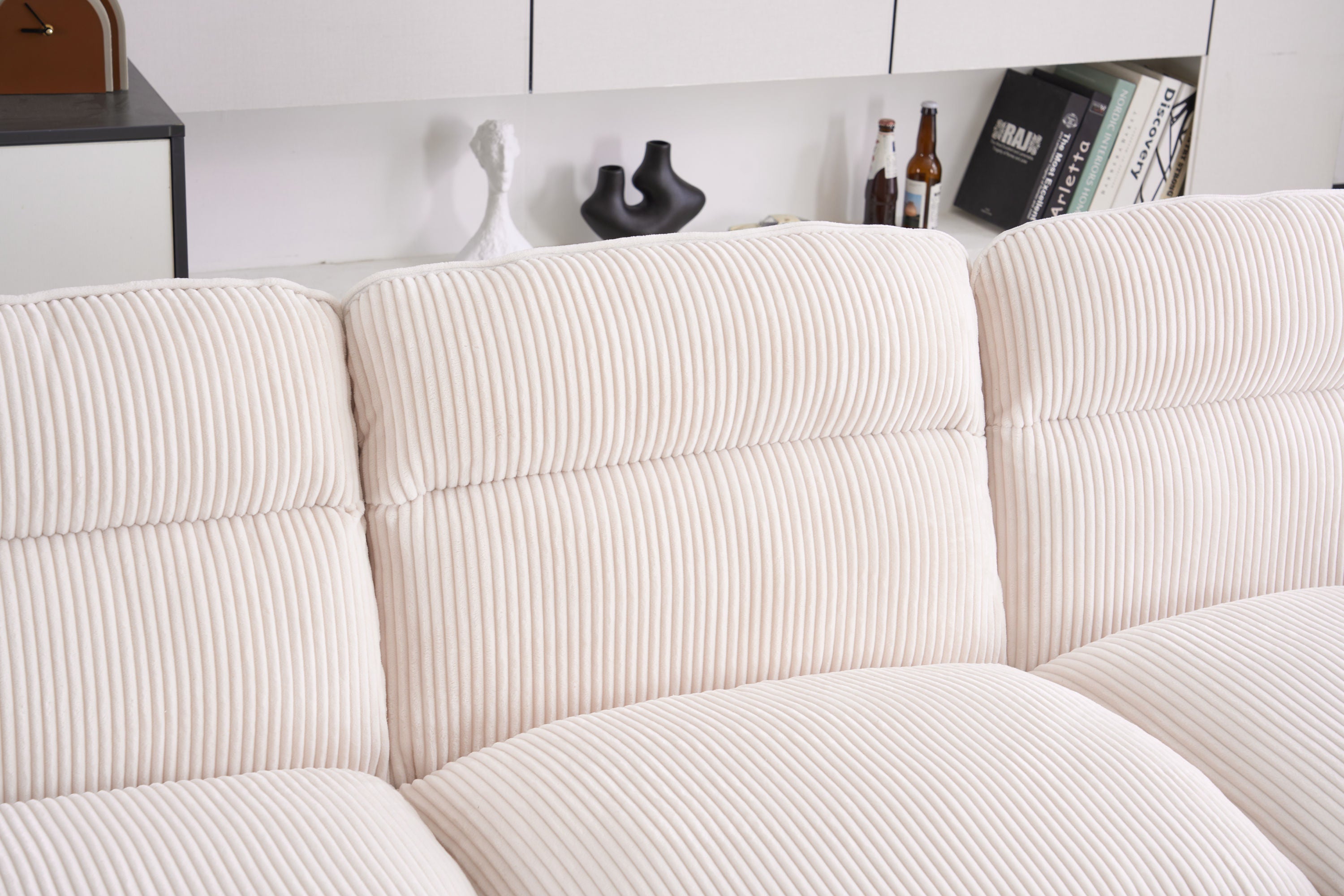 U-shaped profile sofa, including two single seats and two chaise, modular sofa, Corduroy sofa