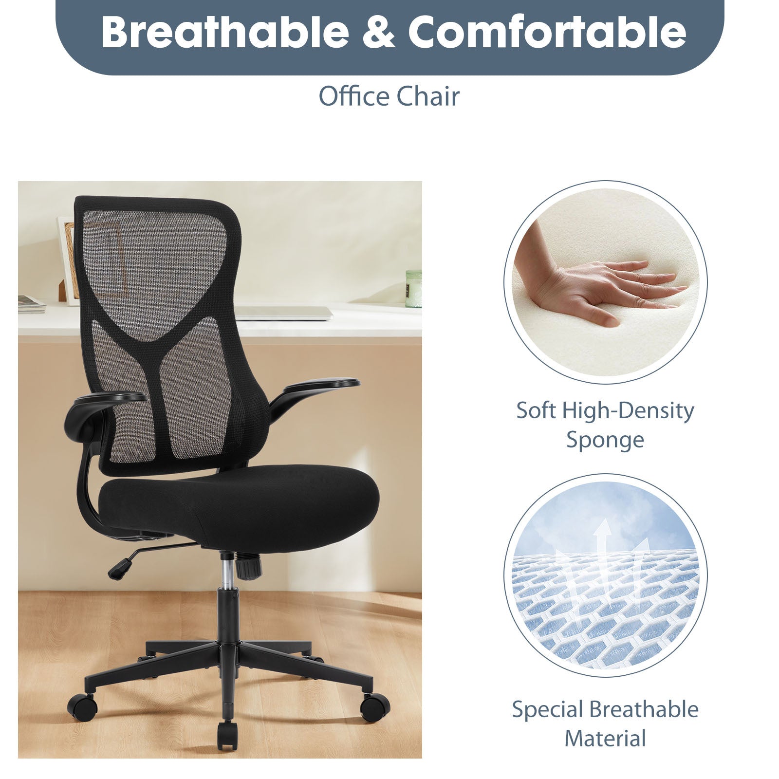 Sweetcrispy Ergonomic Executive High-Back Office Chair Breathable Mesh Computer Chair