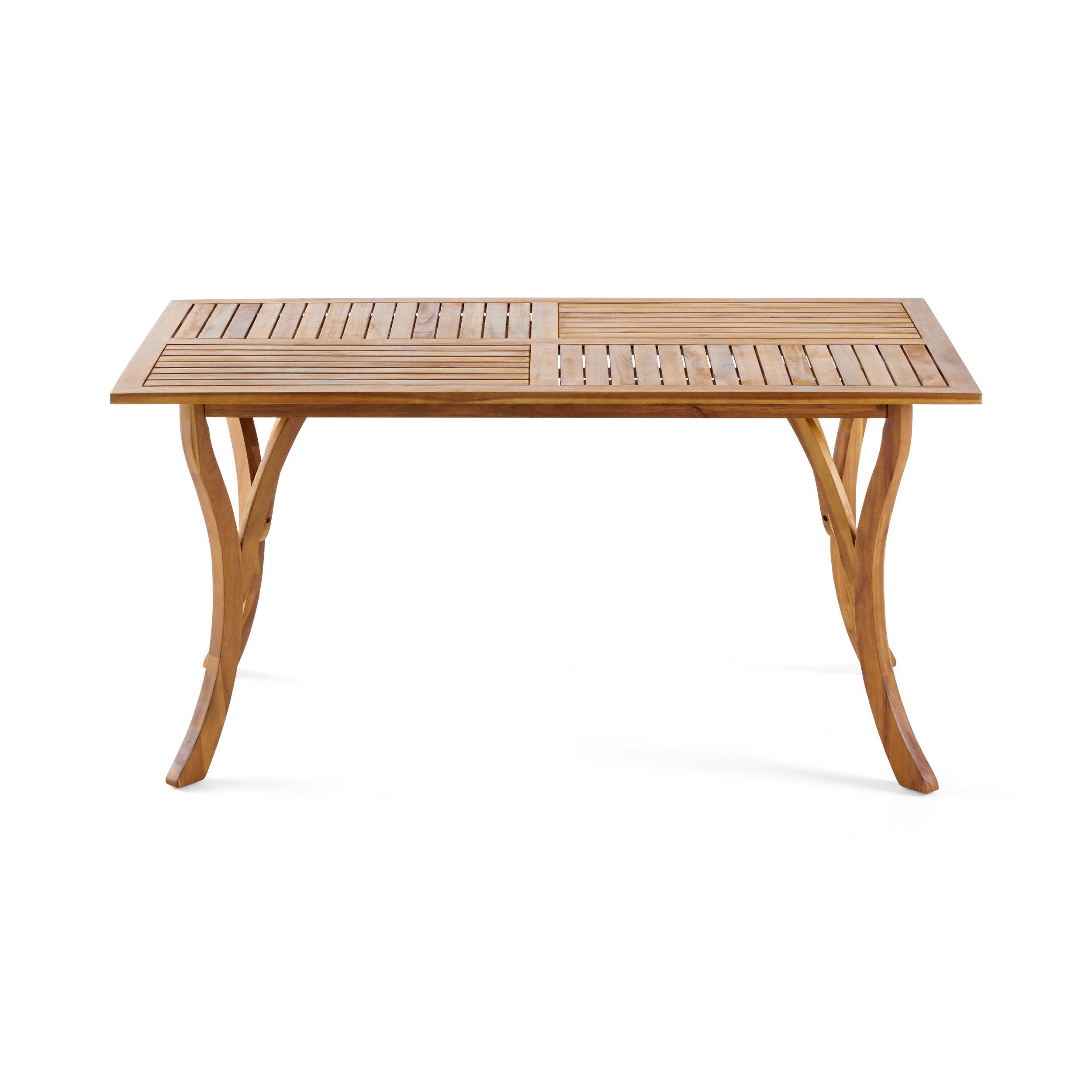 Outdoor 59 Inch Rectangular Solid Wood Table Dining Table,Teak Finish