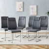 Modern Dining Chairs with Faux Leather Padded Seat Dining Living Room Chairs Upholstered Chair with Metal Legs Design for Kitchen, Living, Bedroom, Dining Room Side Chairs Set of 6 (Grey+PU)C-001