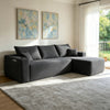 108 inch grey plush modular sectional sofa with right-facing L-shape chaise, front view
