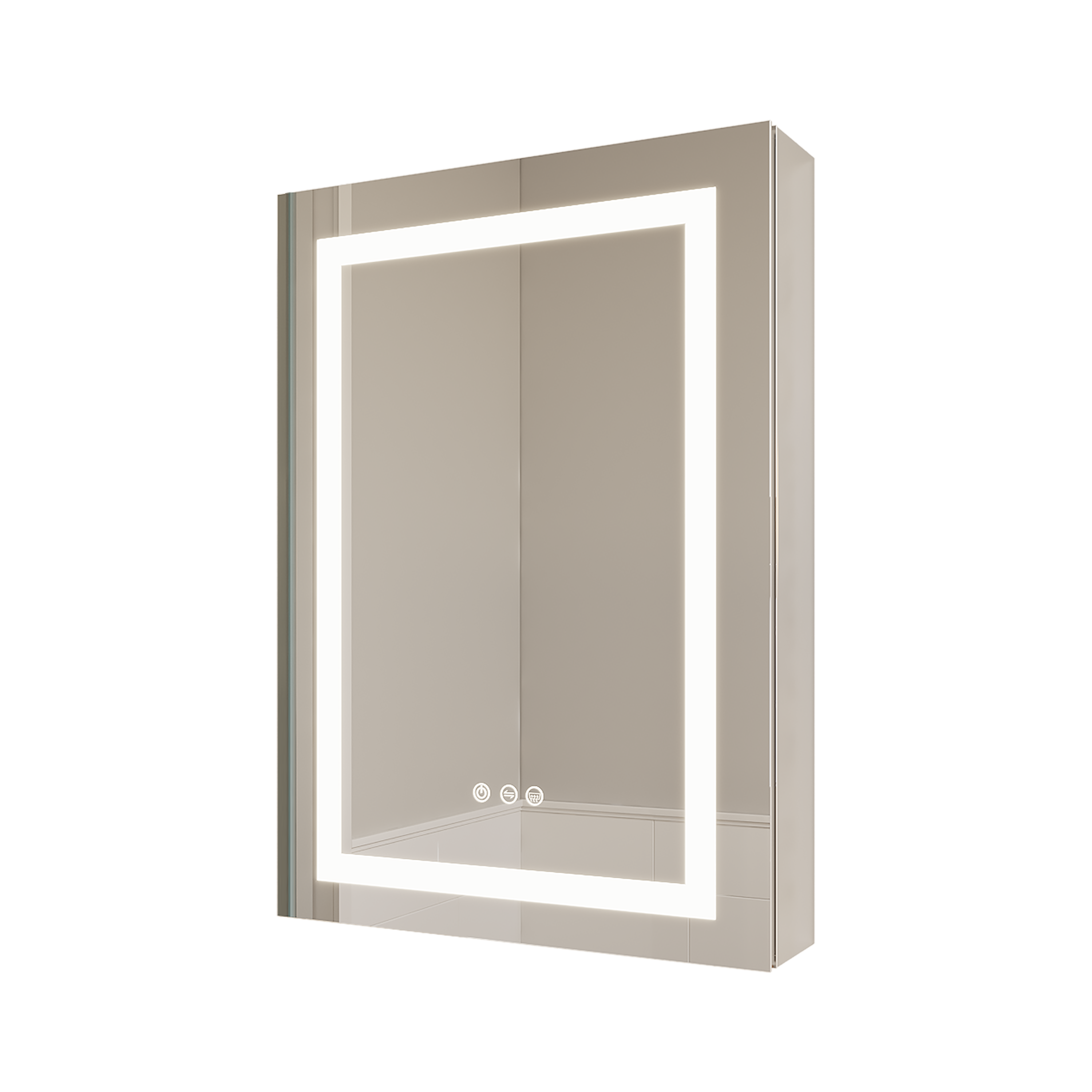 26x20 inch Bathroom Medicine Cabinet with LED Mirror, Anti-Fog, Waterproof, 3000K~6000K Single Door Lighted Bathroom Cabinet with Touch Swich, Dimmable,Recessed or Surface Mount (Left Door)