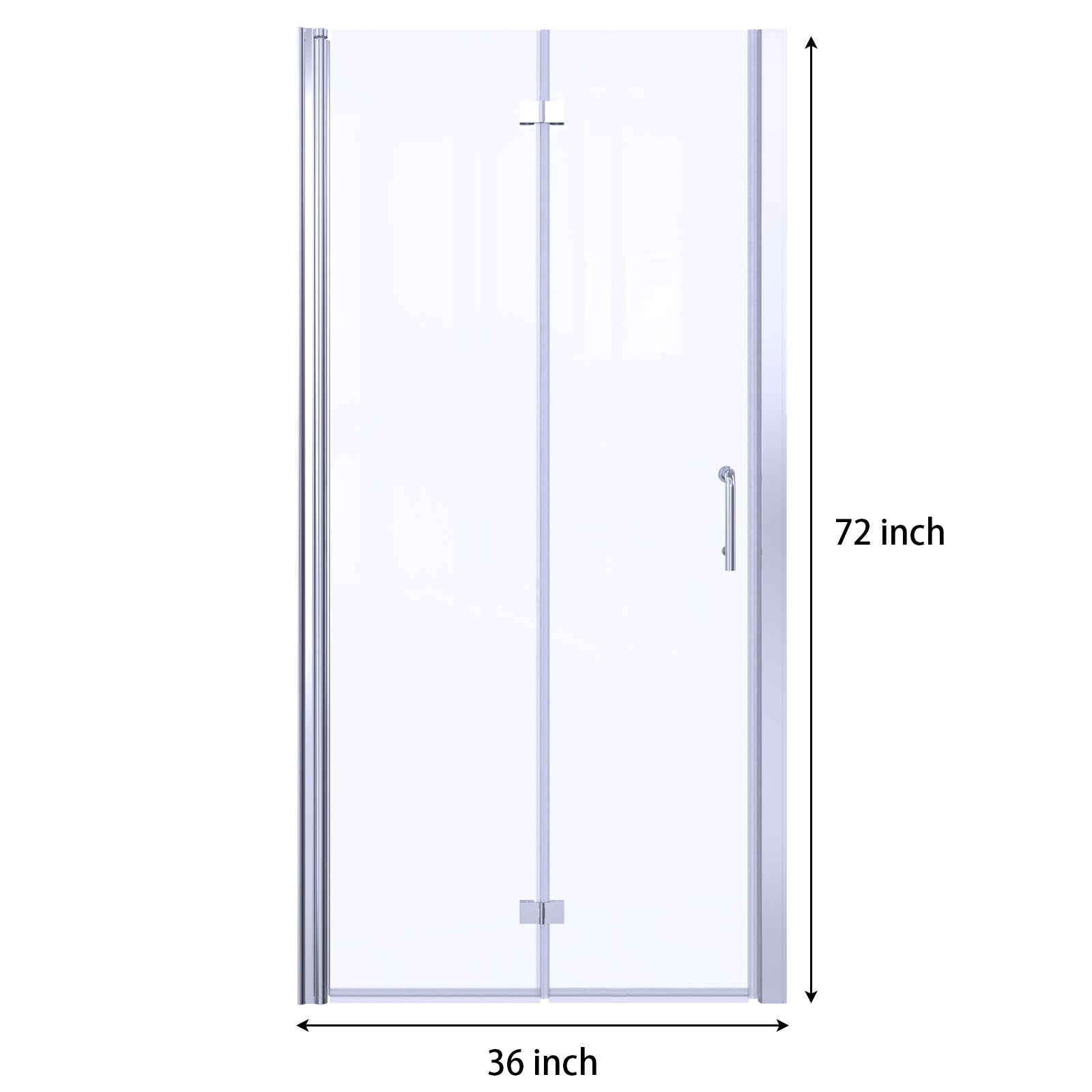 36-37"W x 72"H Bi-Fold Semi-Frameless Shower Doors in Chrome with Clear Glass