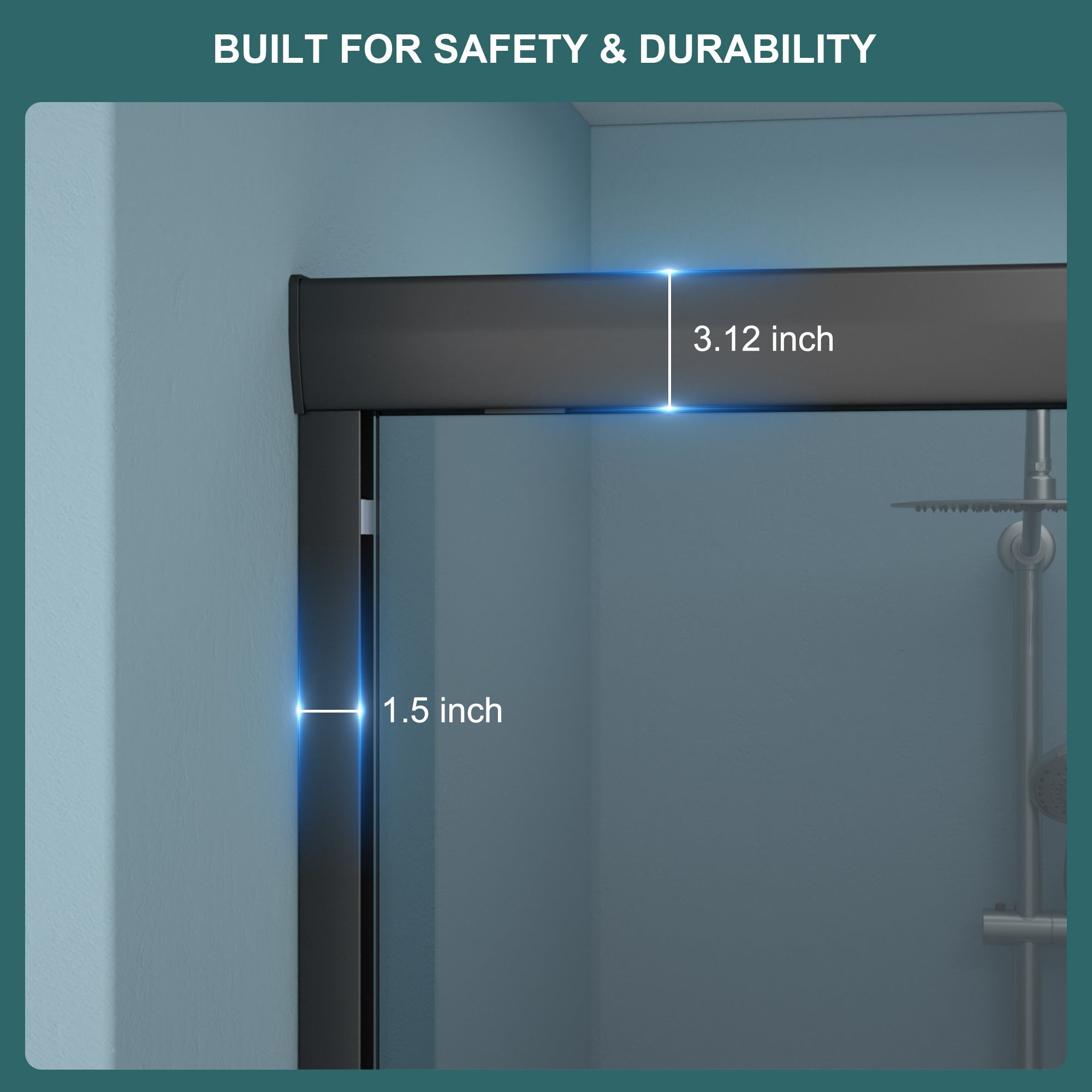 48 x 76 in Double Sliding Glass Shower Door - 48 x 76 in / Matte Black view 5