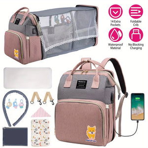 3 in 1 Multifunctional Baby Diaper Bag Backpack with Changing Table Diaper Pad